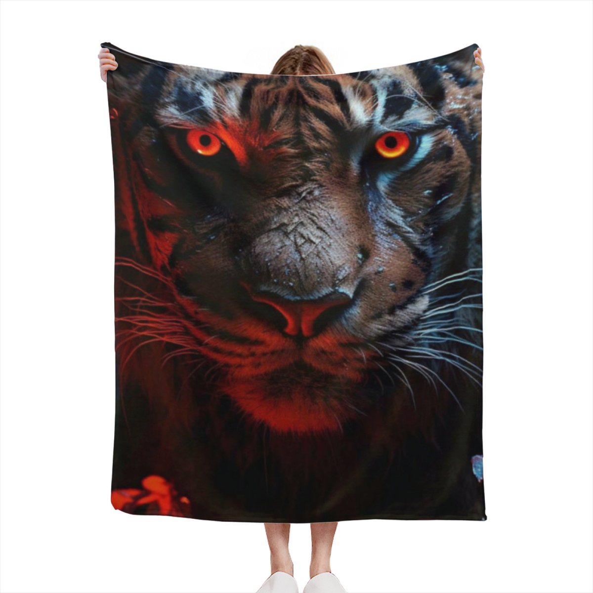 Midnight Black Panther Portrait Decorative Flannel Blanket