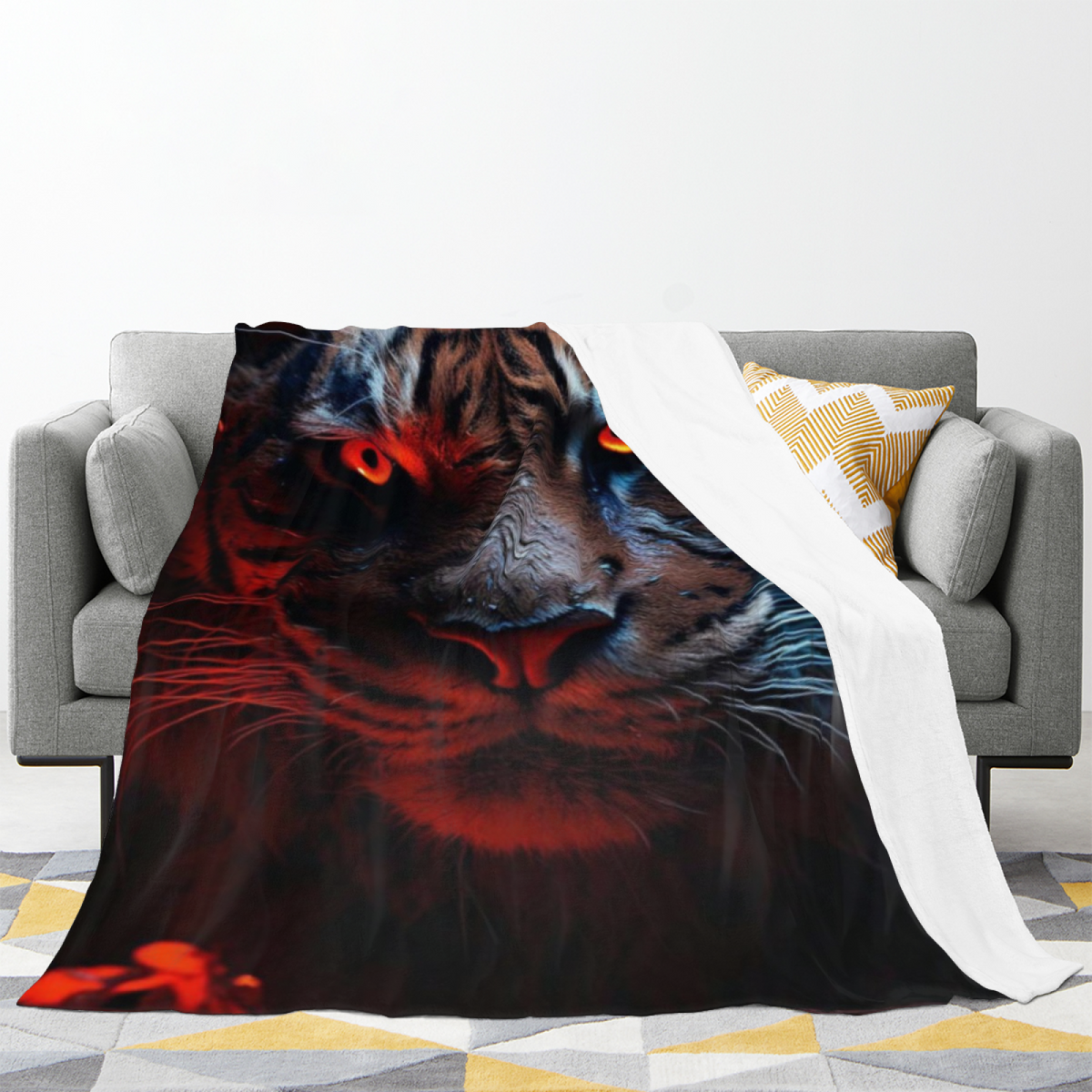 Midnight Black Panther Portrait Decorative Flannel Blanket