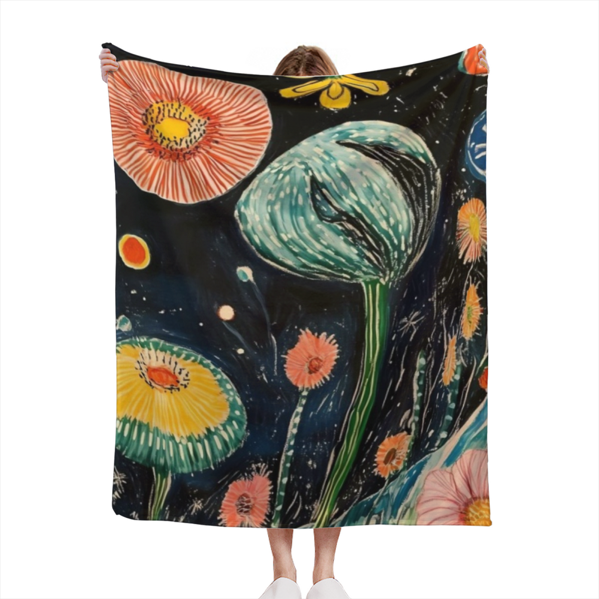 Meadow Muse Expressive Pattern Plush Flannel Throw