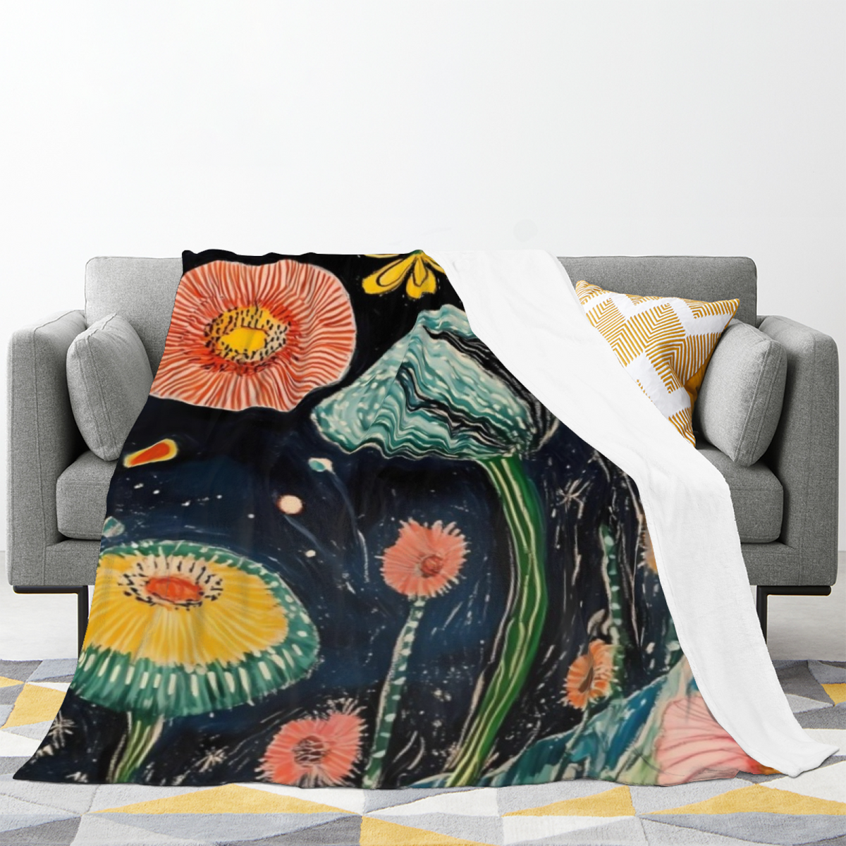 Meadow Muse Expressive Pattern Plush Flannel Throw