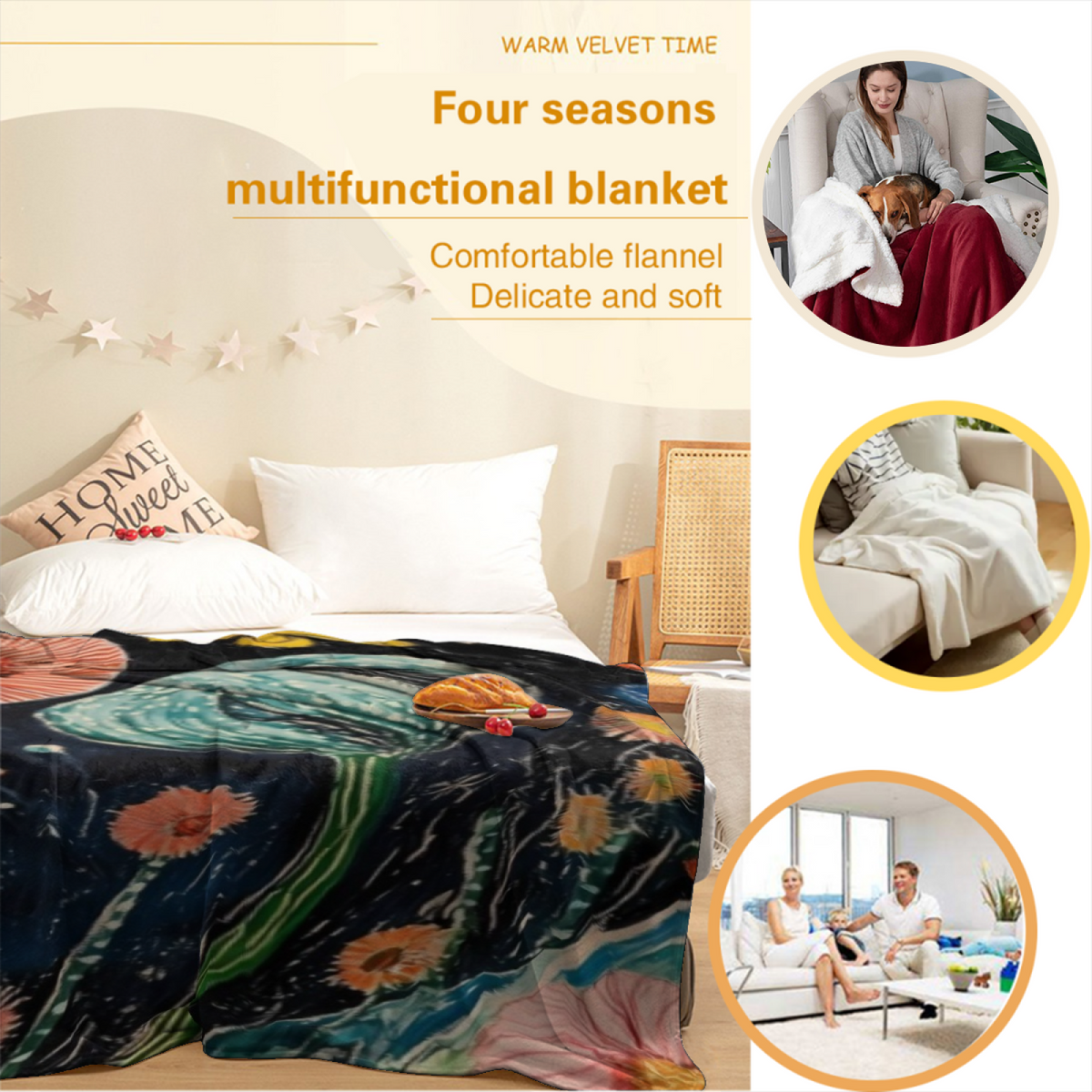 Meadow Muse Expressive Pattern Plush Flannel Throw