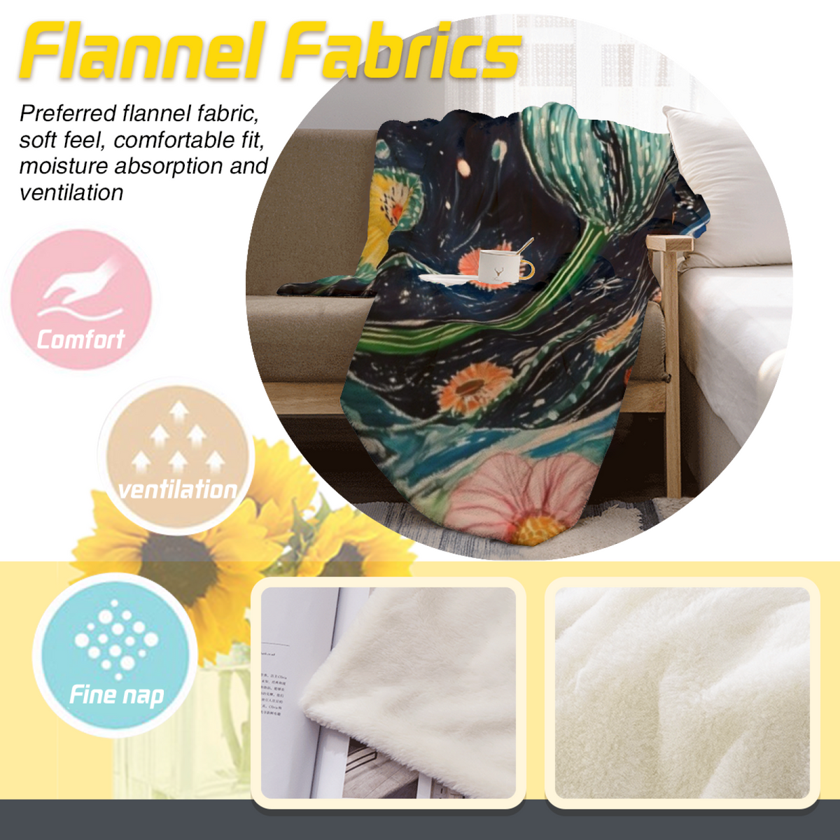Meadow Muse Expressive Pattern Plush Flannel Throw