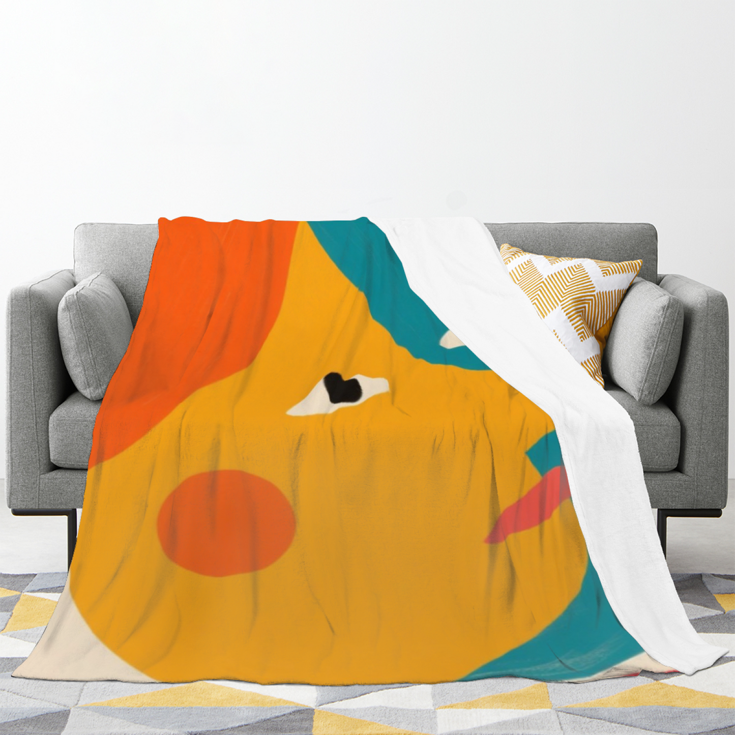 Colorful Abstract Face Art Throw Blanket ¨C Modern Geometric Cartoon Printed Cozy Blanket