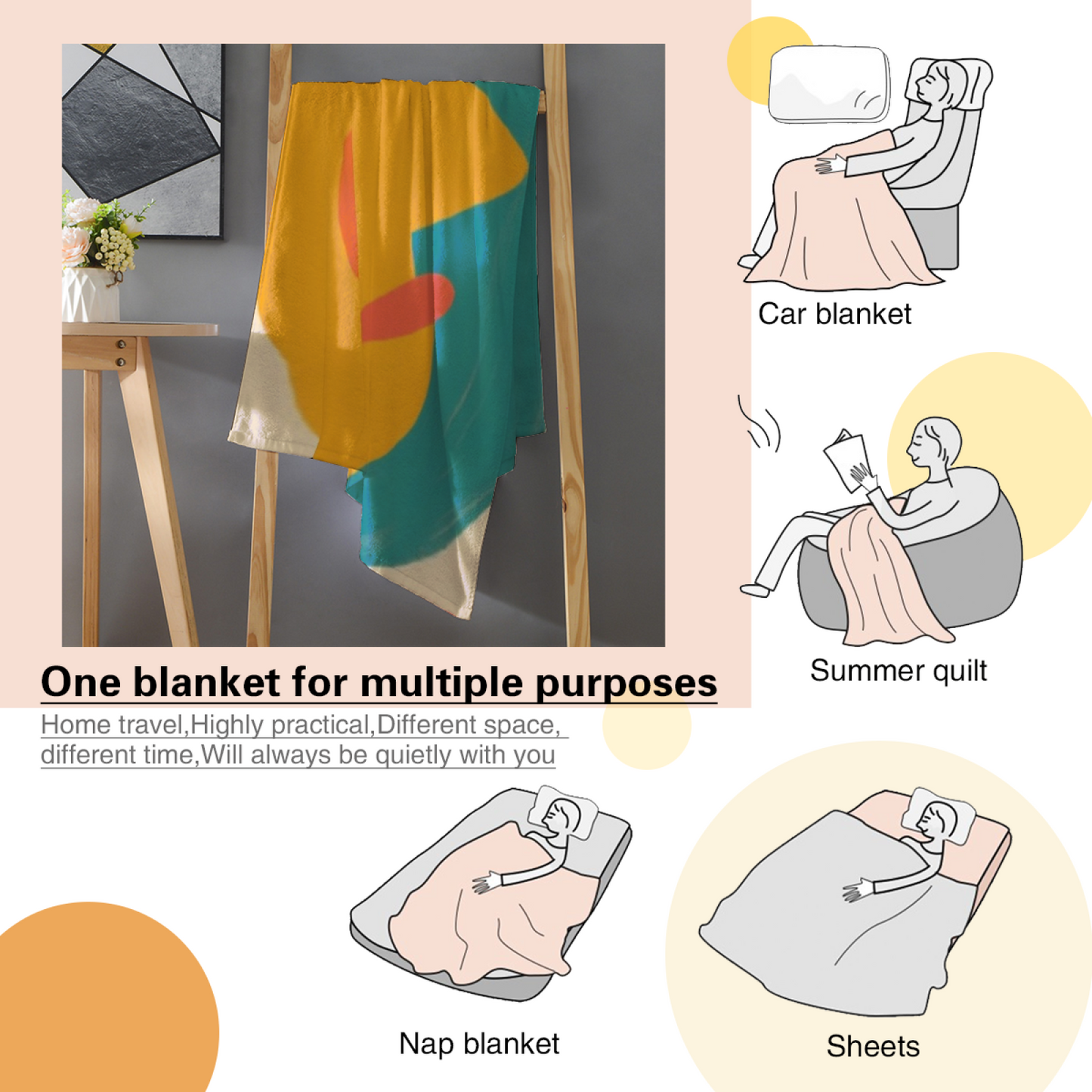 Colorful Abstract Face Art Throw Blanket ¨C Modern Geometric Cartoon Printed Cozy Blanket