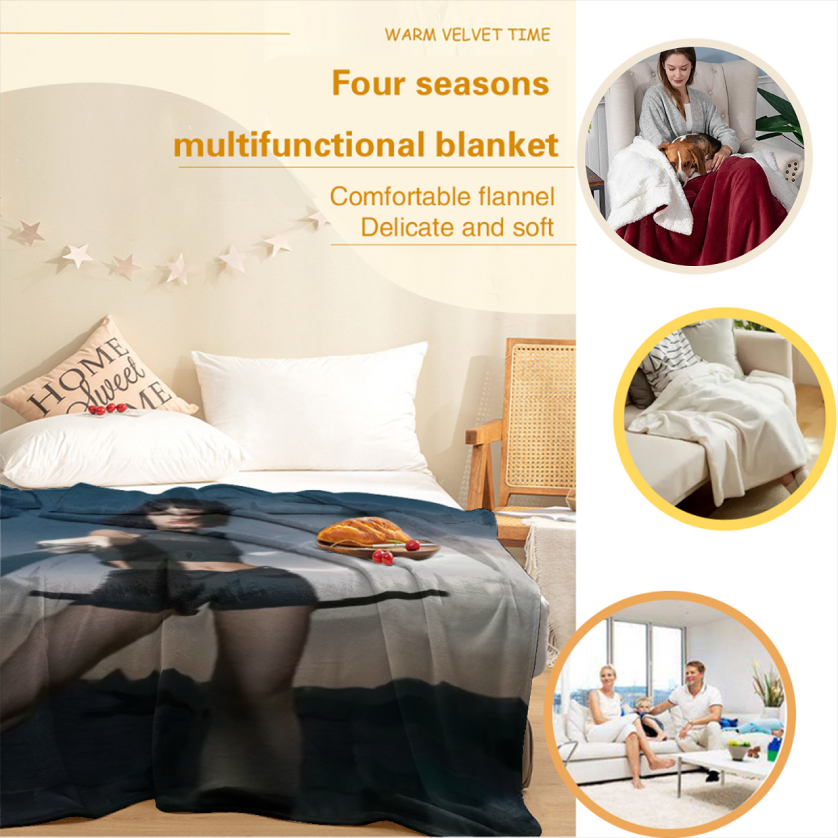 Earthy Neutral Luminous Fern Soft Flannel Blanket ¨C Contemporary Pattern