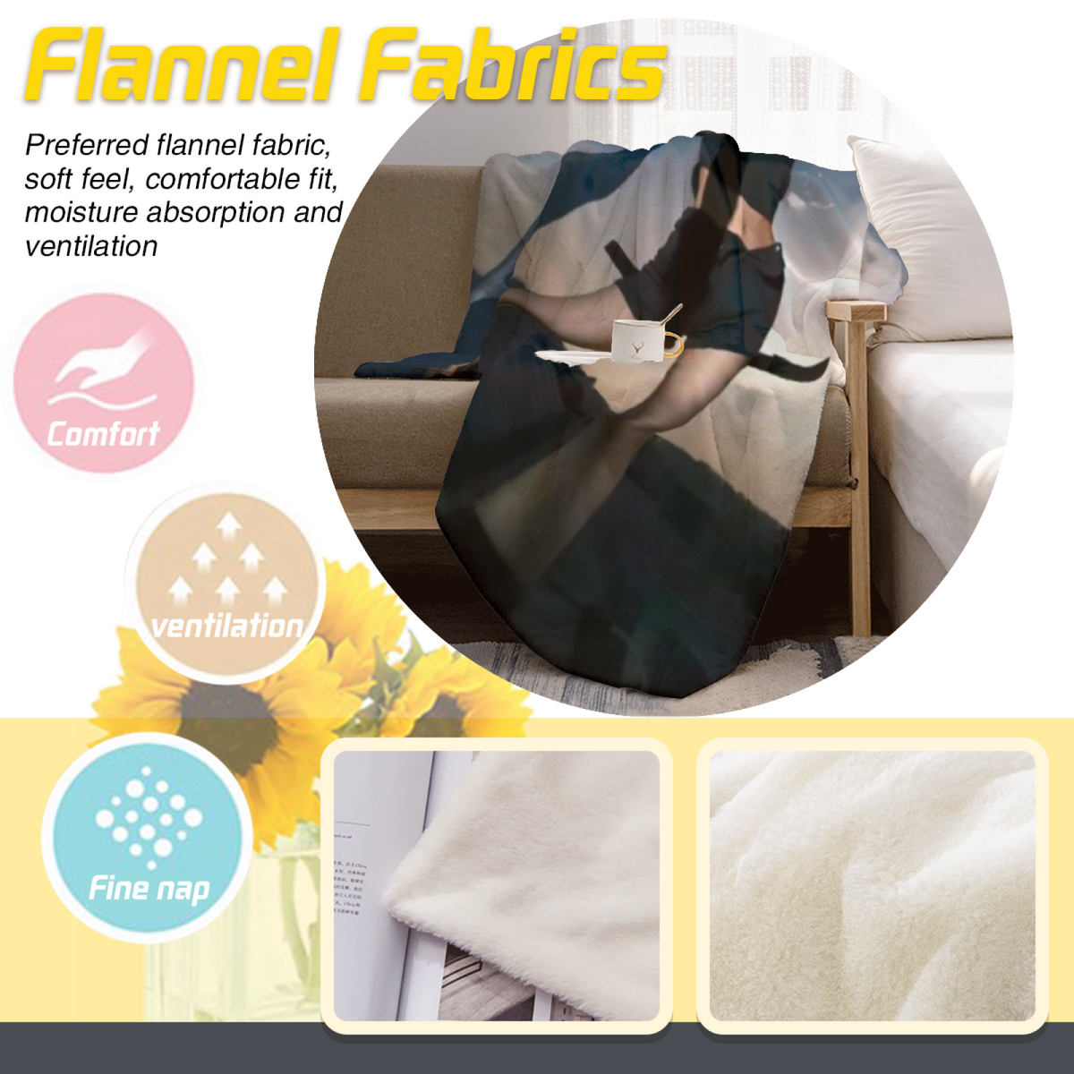 Earthy Neutral Luminous Fern Soft Flannel Blanket ¨C Contemporary Pattern
