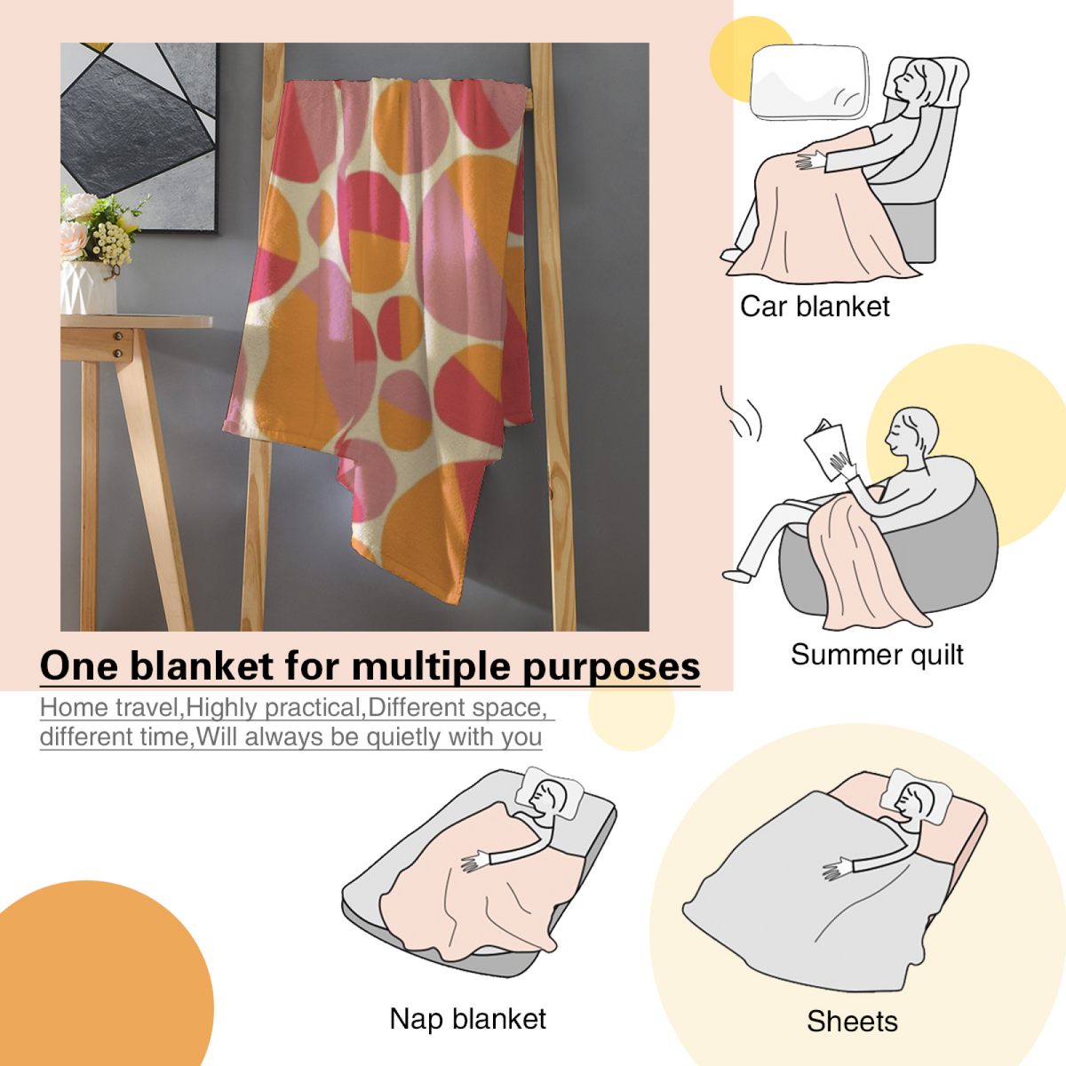 Decorative Flannel Blanket with Festival Orchard Cozy Cottage Artwork