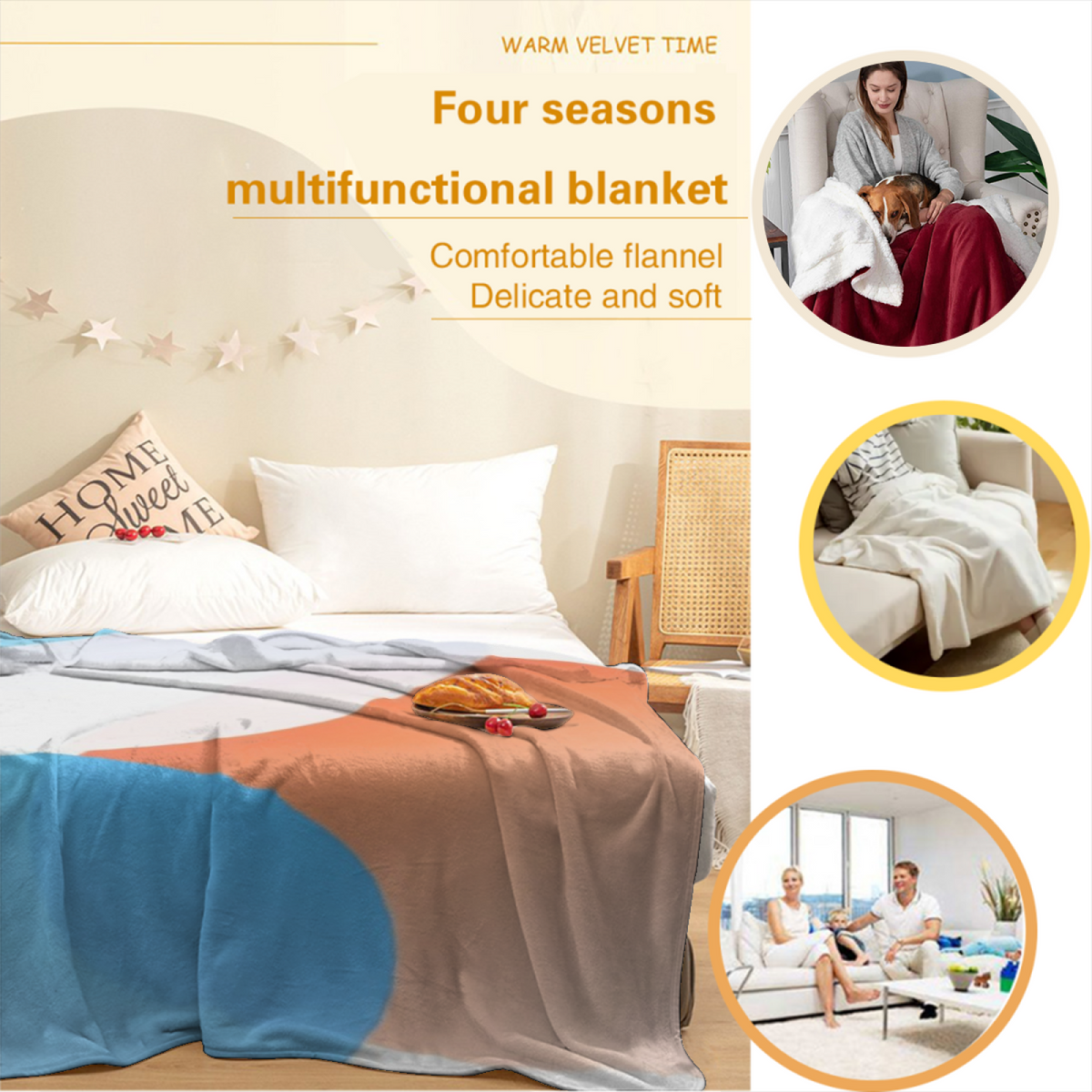 Statement Soft Neutral Terracotta Reverie Decorative Flannel Blanket