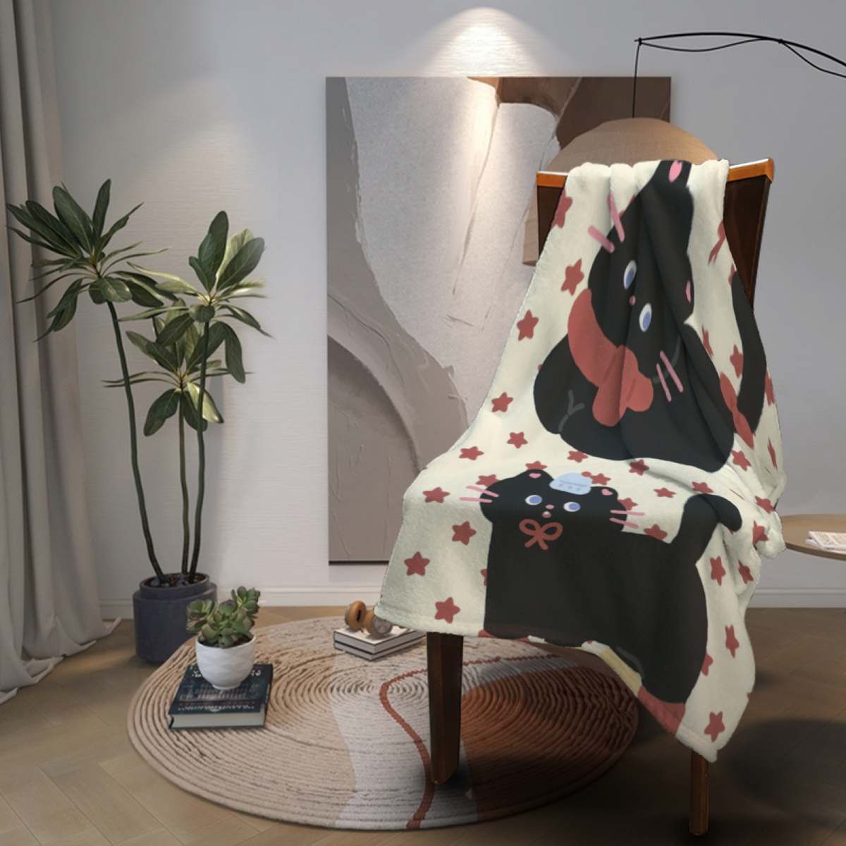 Flannel Throw Blanket with Breezy Wonder Cozy Cottage Artwork