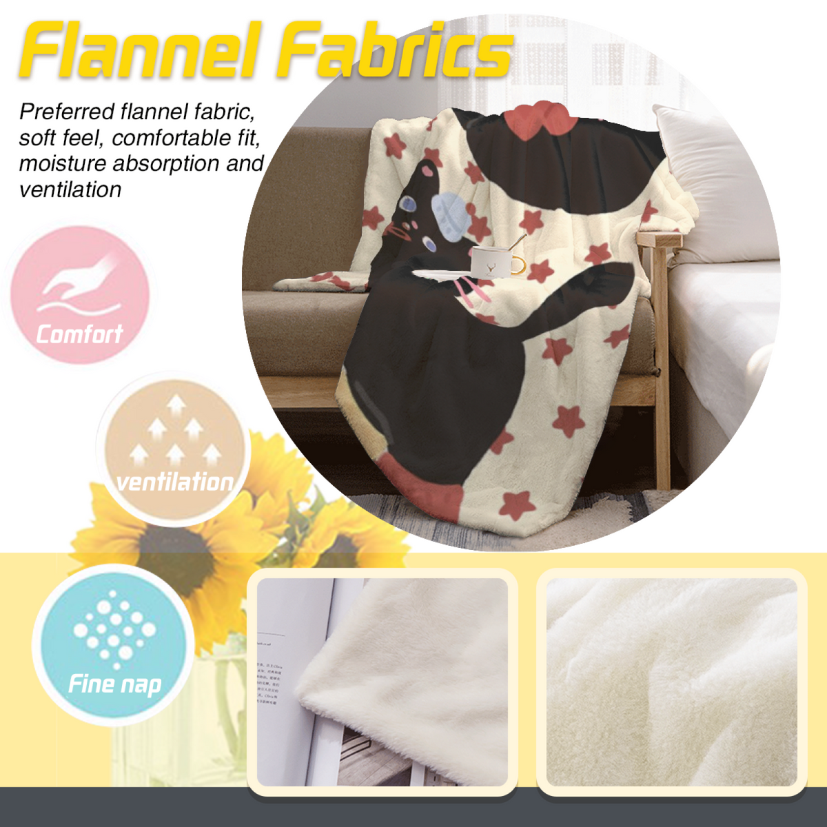 Flannel Throw Blanket with Breezy Wonder Cozy Cottage Artwork