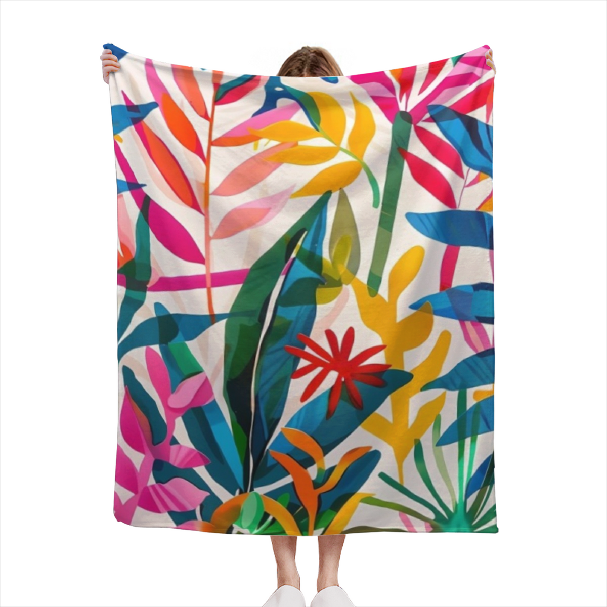 Indigo Meadow Whimsical Pattern Cozy Flannel Bed Blanket