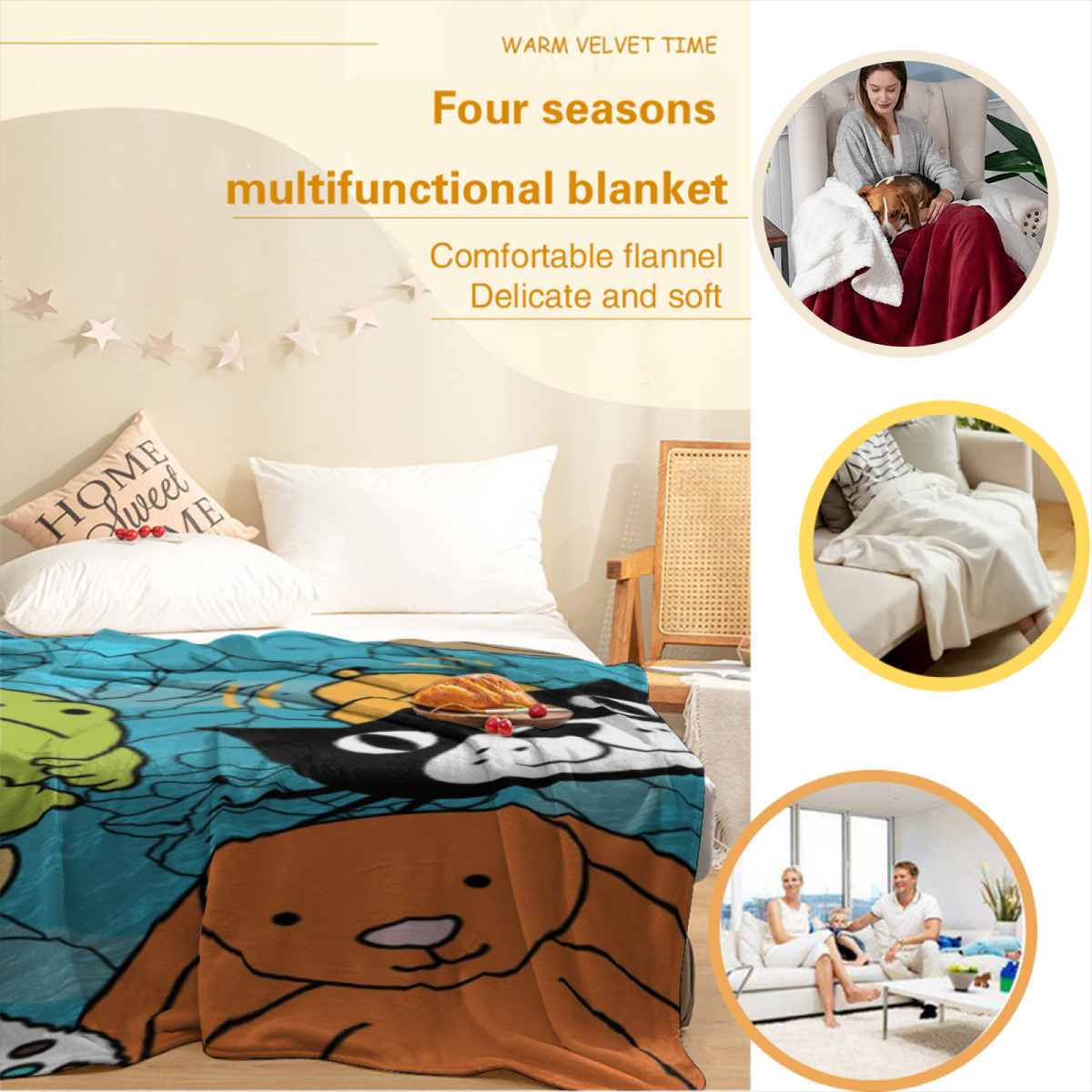 Decorative Flannel Blanket with Serene Daydream Cozy Cottage Artwork