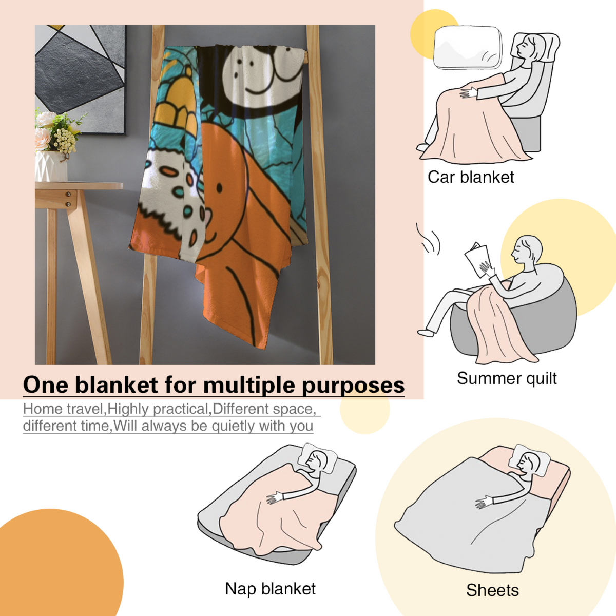 Decorative Flannel Blanket with Serene Daydream Cozy Cottage Artwork