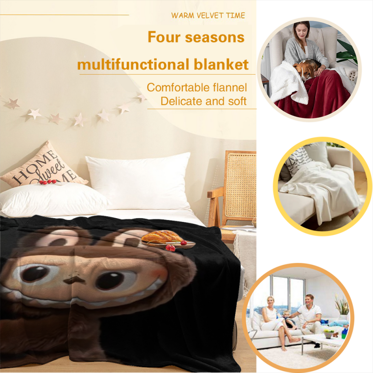 Soft Minimalist All-Season Flannel Blanket ¨C Hazy Whisper Collection