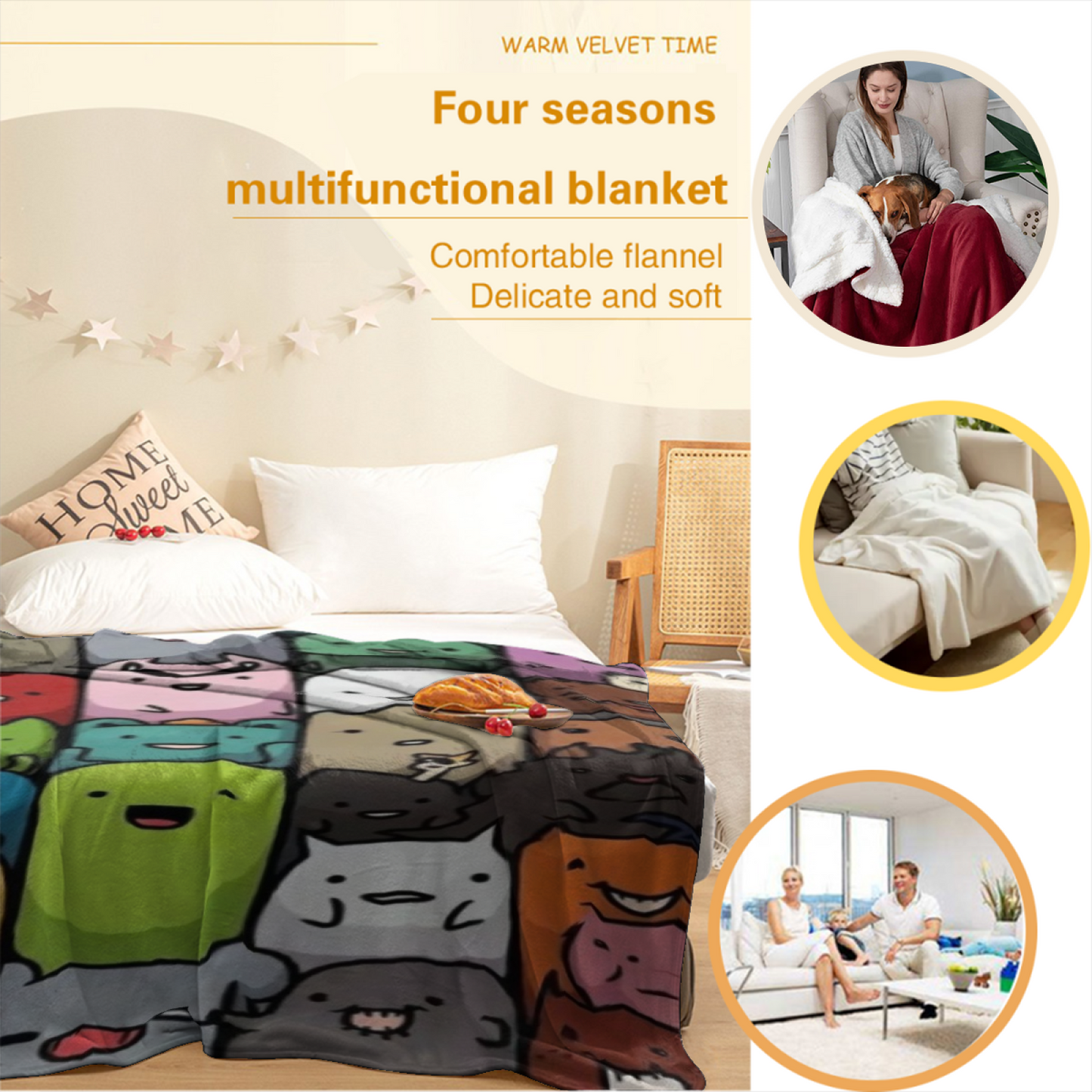 Colorful Contemporary Throw Blanket ¨C Artistic Printed Cozy Home Blanket