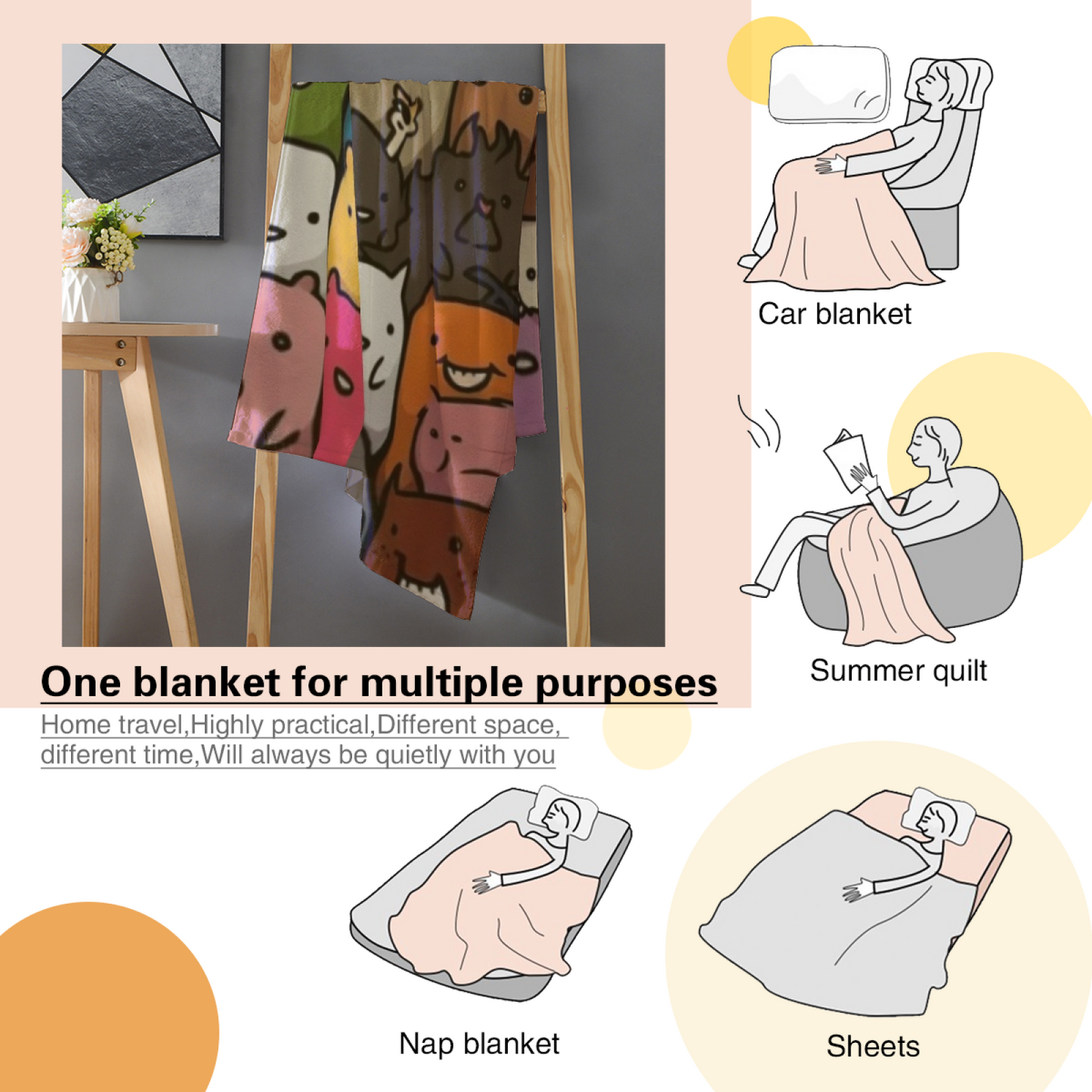 Colorful Contemporary Throw Blanket ¨C Artistic Printed Cozy Home Blanket