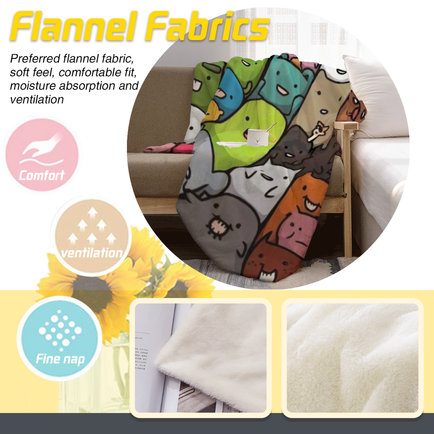 Colorful Contemporary Throw Blanket ¨C Artistic Printed Cozy Home Blanket