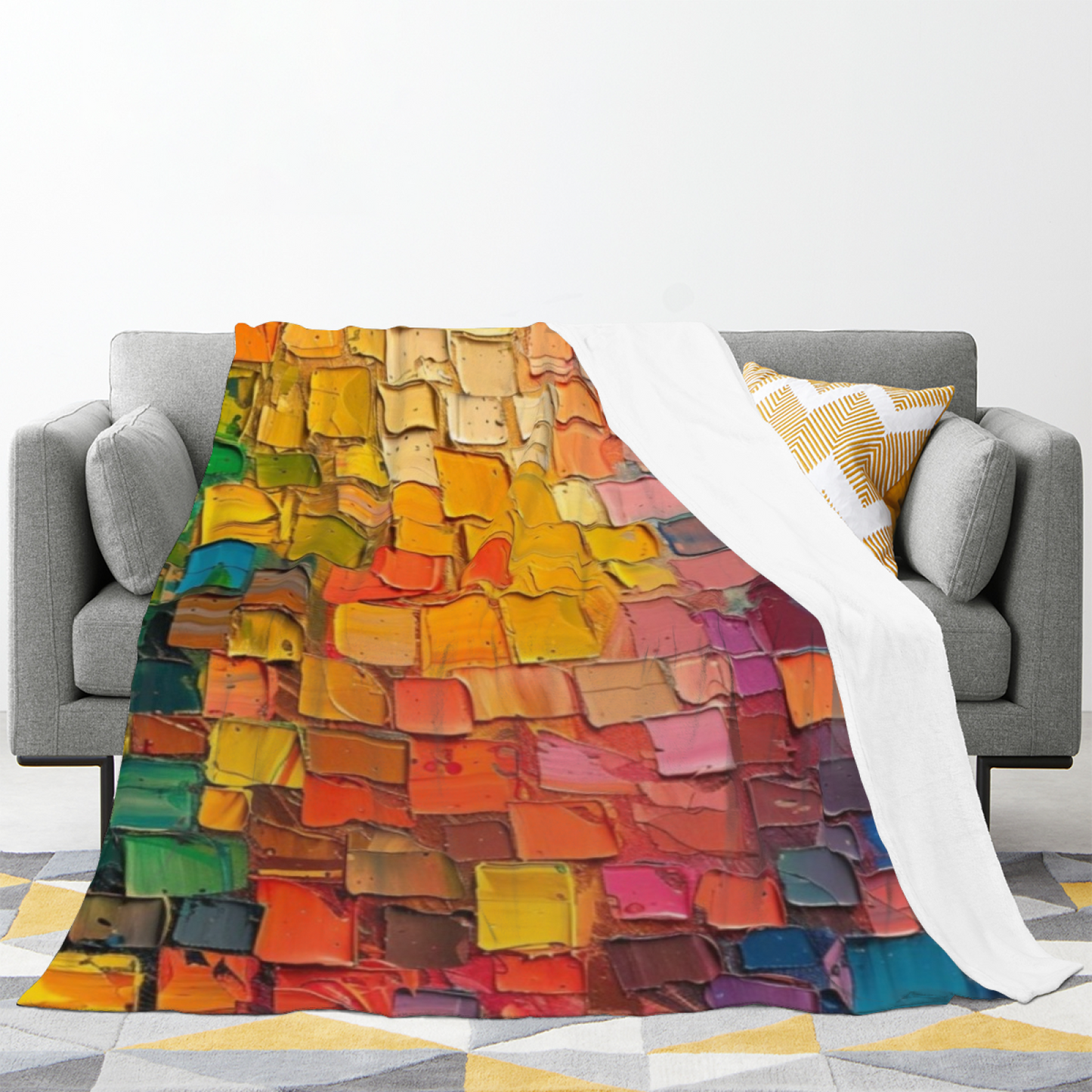 Colorful Printed Throw Blanket ¨C Contemporary Artistic Decorative Blanket