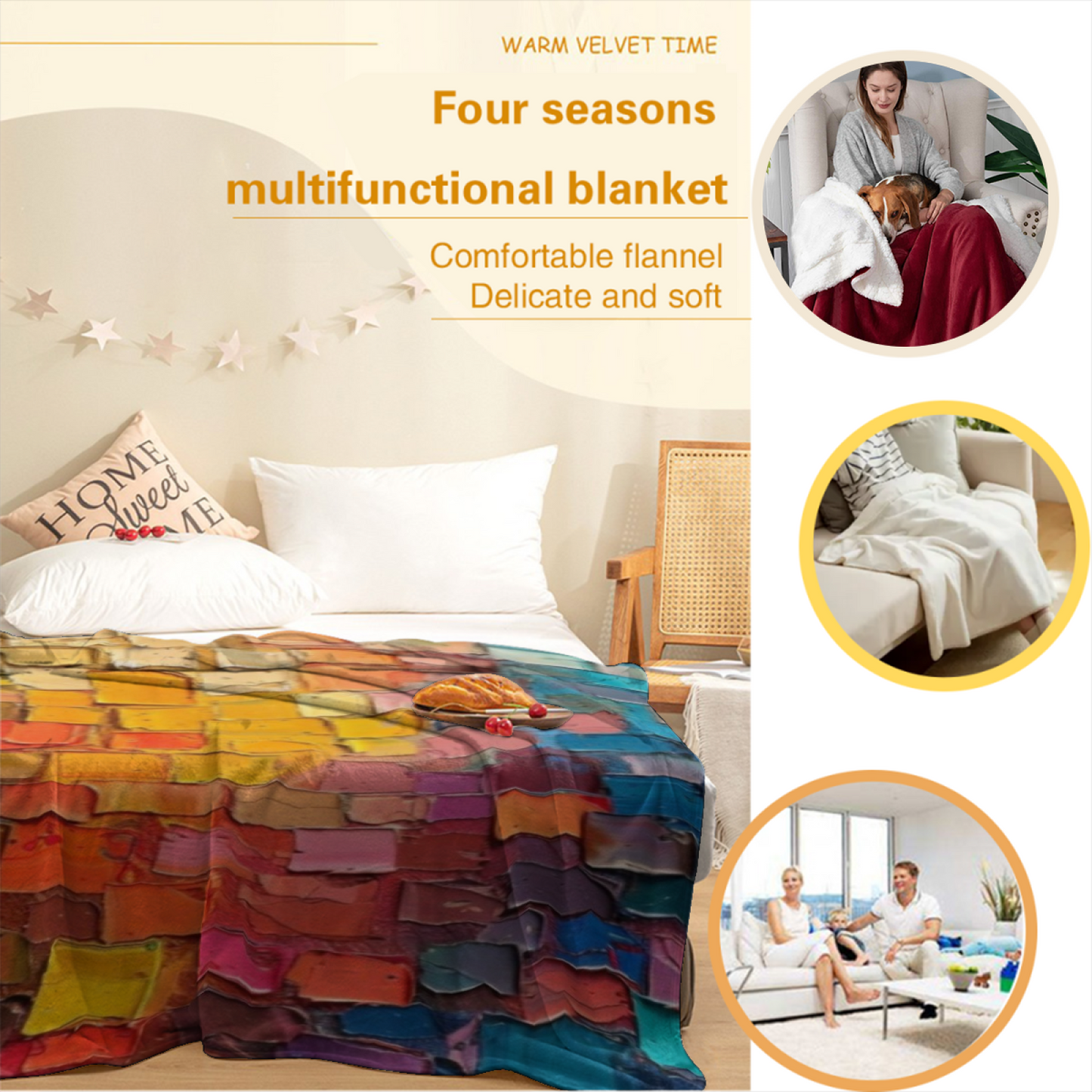 Colorful Printed Throw Blanket ¨C Contemporary Artistic Decorative Blanket
