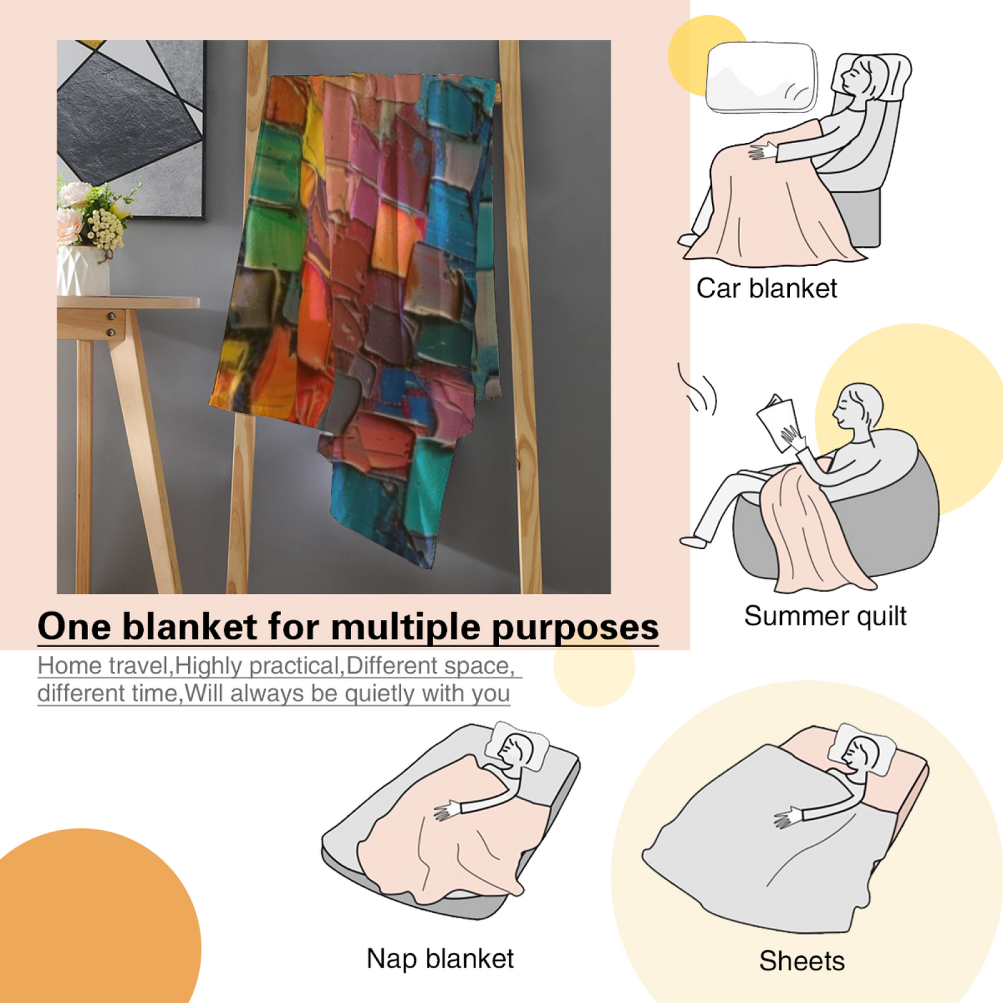 Colorful Printed Throw Blanket ¨C Contemporary Artistic Decorative Blanket