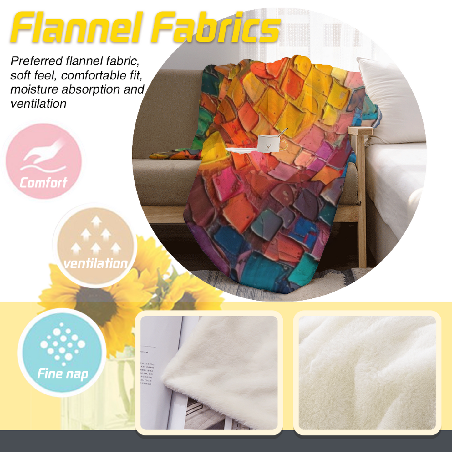Colorful Printed Throw Blanket ¨C Contemporary Artistic Decorative Blanket