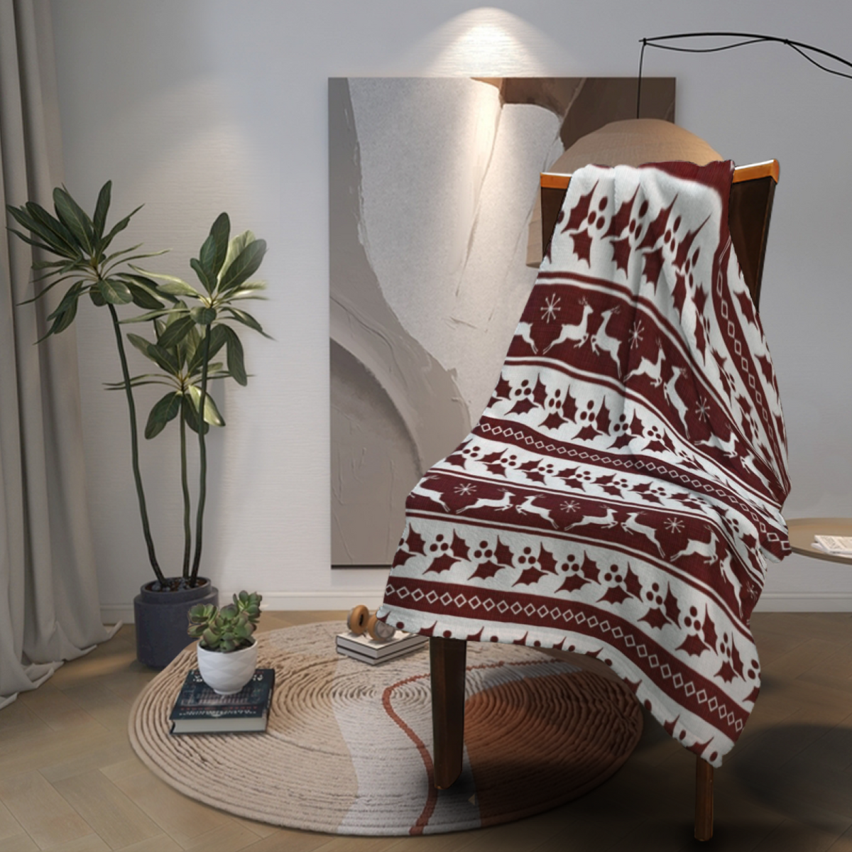 Soft Neutral Orchid Kaleidoscope Cozy Flannel Bed Blanket