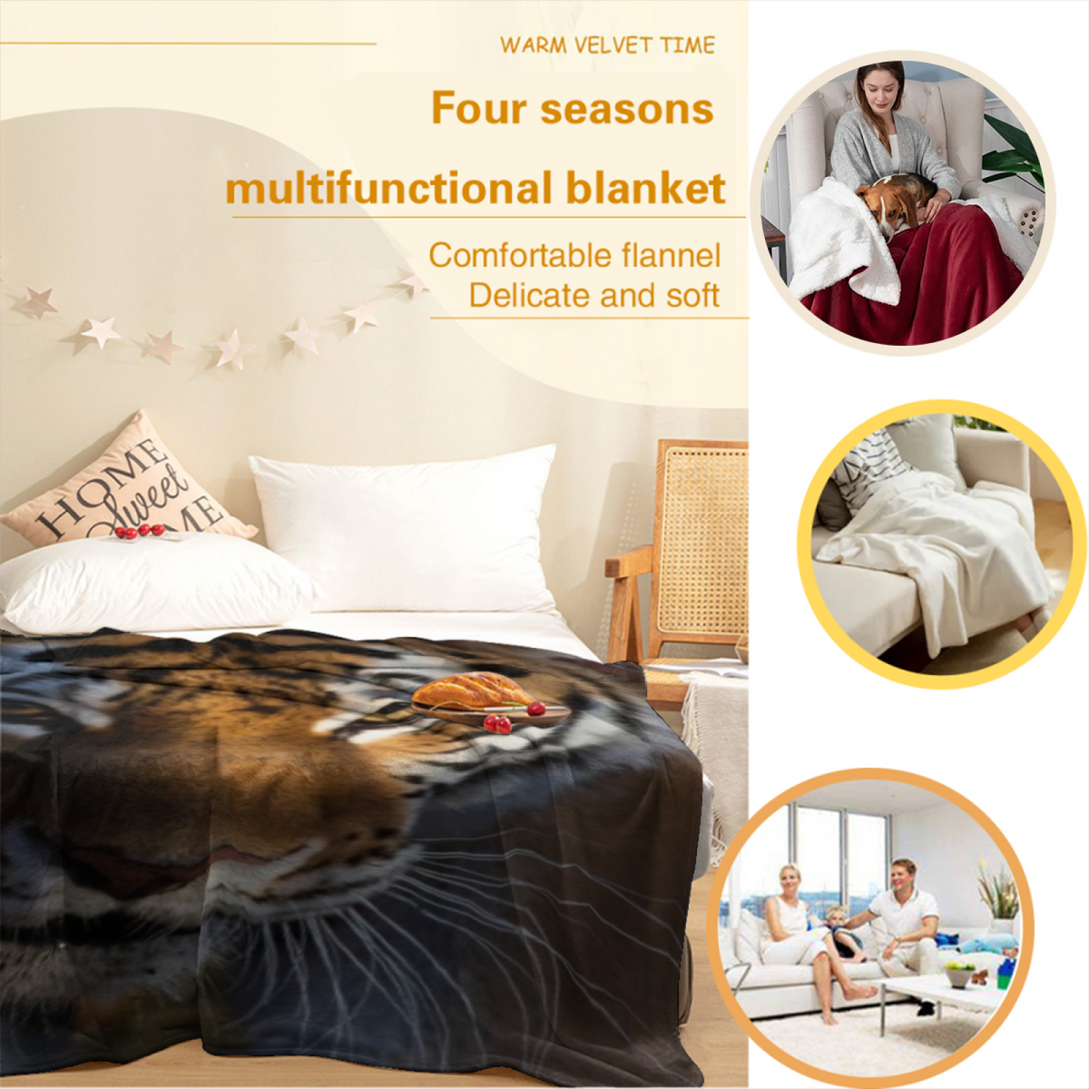 Wildwood Orchard Inspired Flannel Sofa Throw ¨C Earthy Neutral Palette