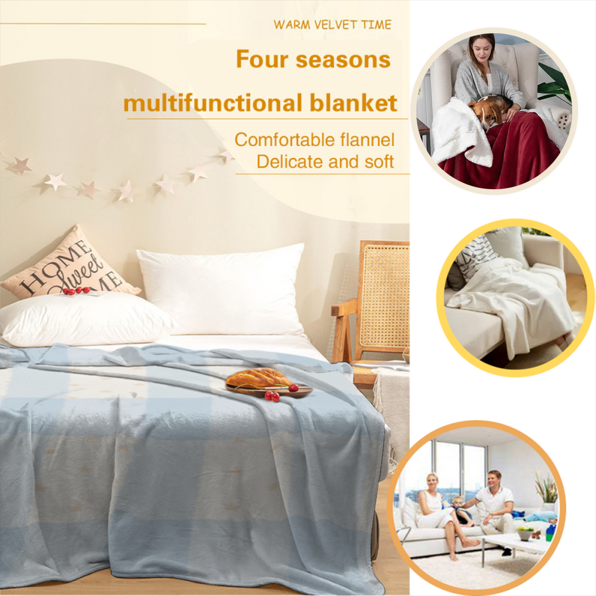 Soft Minimalist All-Season Flannel Blanket ¨C Cinnamon Carnival Collection