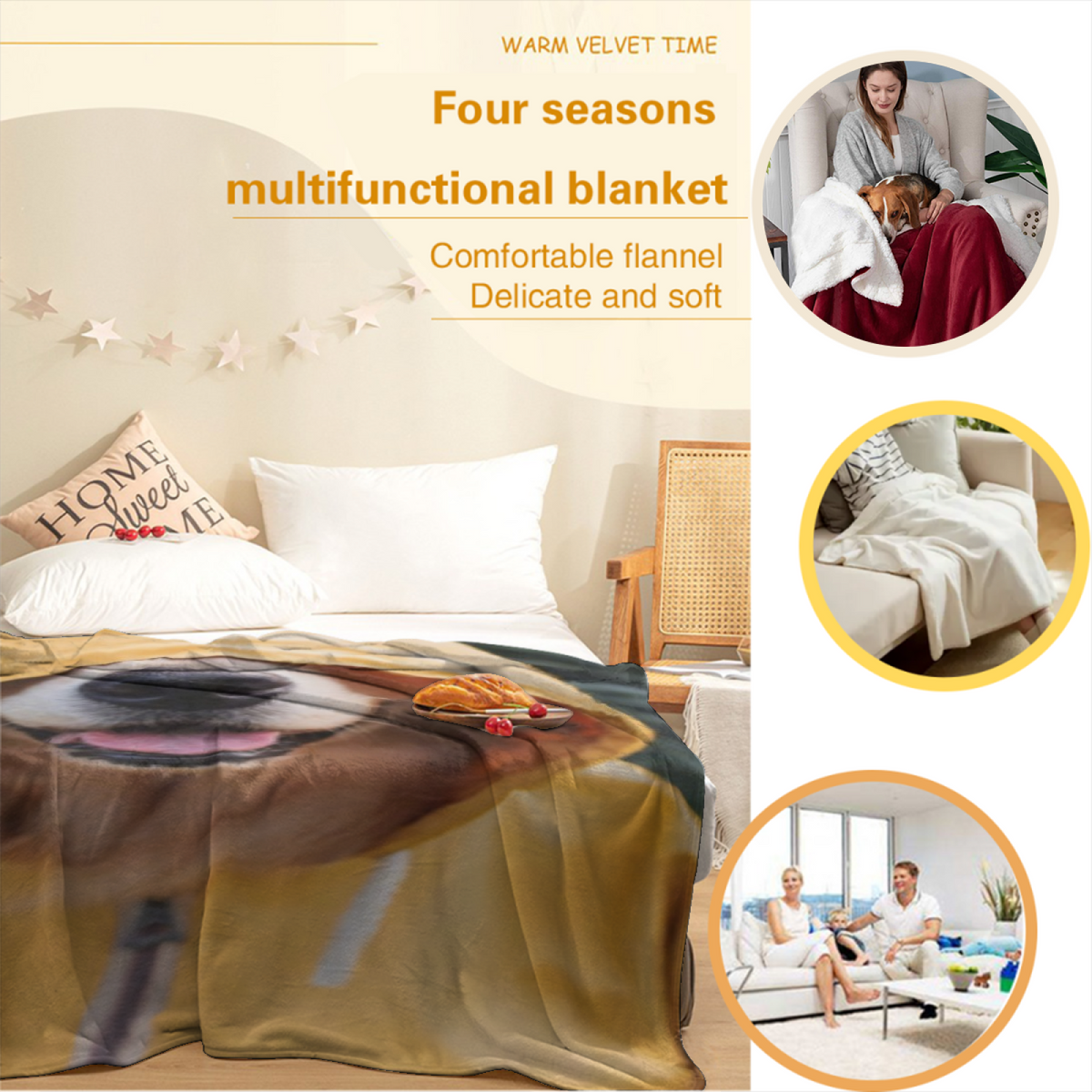 Willow Story Earthy Multicolor Art Lightweight Flannel Throw