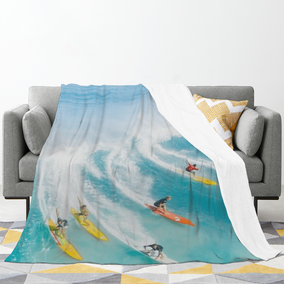 Cozy Soft Neutral Dawn Rhythm Flannel Throw Blanket