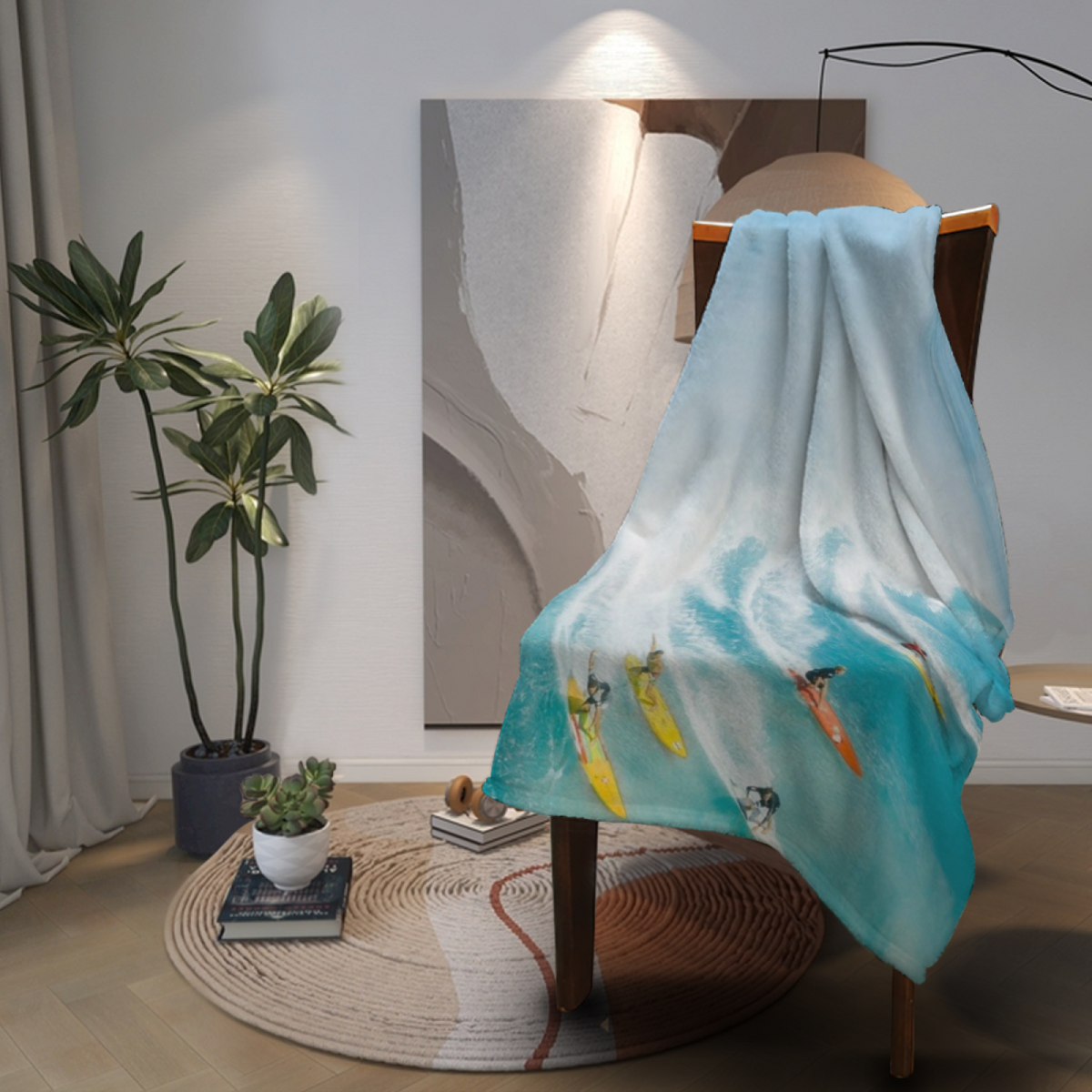 Cozy Soft Neutral Dawn Rhythm Flannel Throw Blanket
