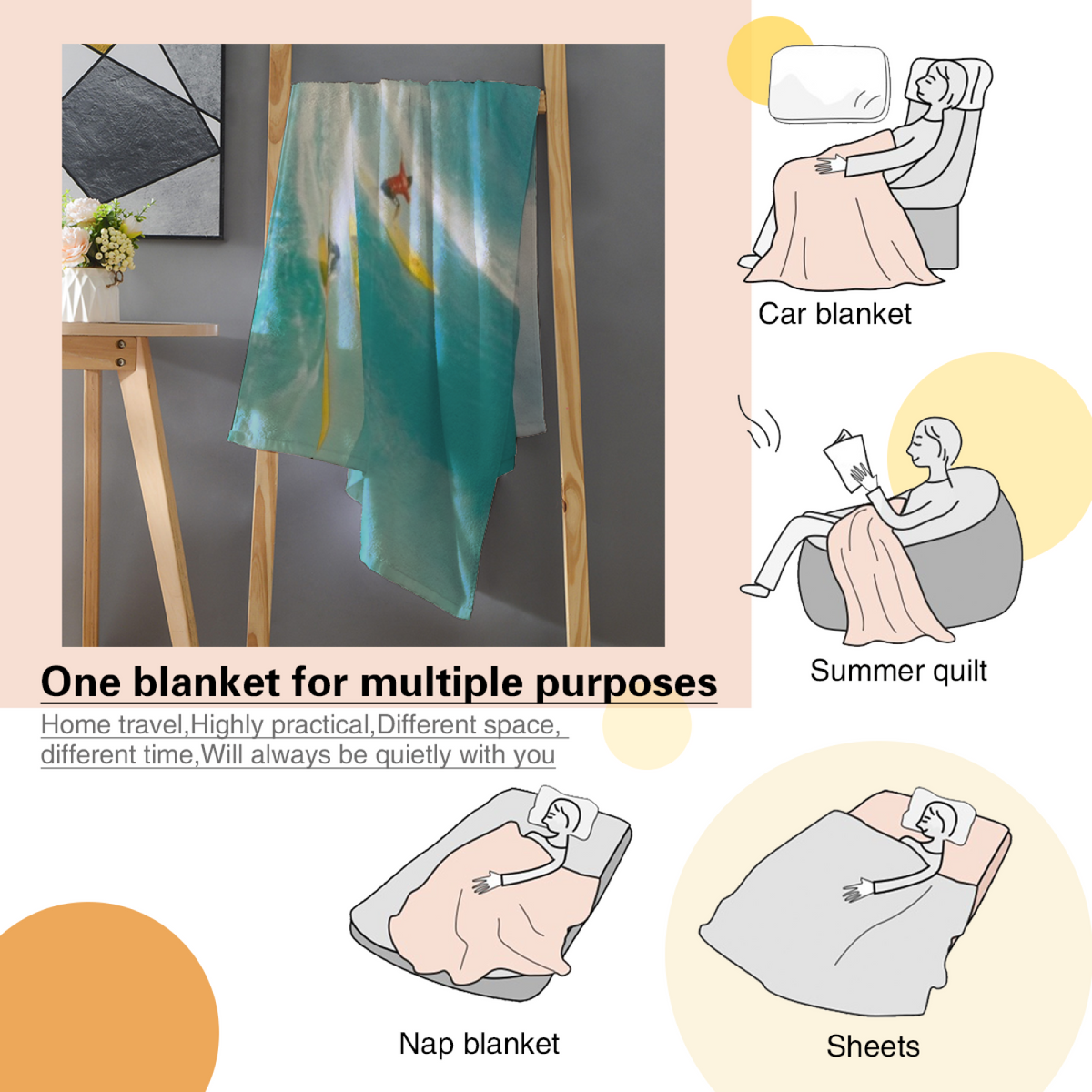 Cozy Soft Neutral Dawn Rhythm Flannel Throw Blanket