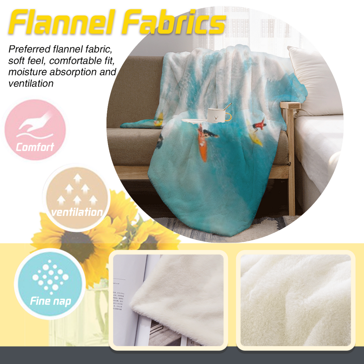 Cozy Soft Neutral Dawn Rhythm Flannel Throw Blanket