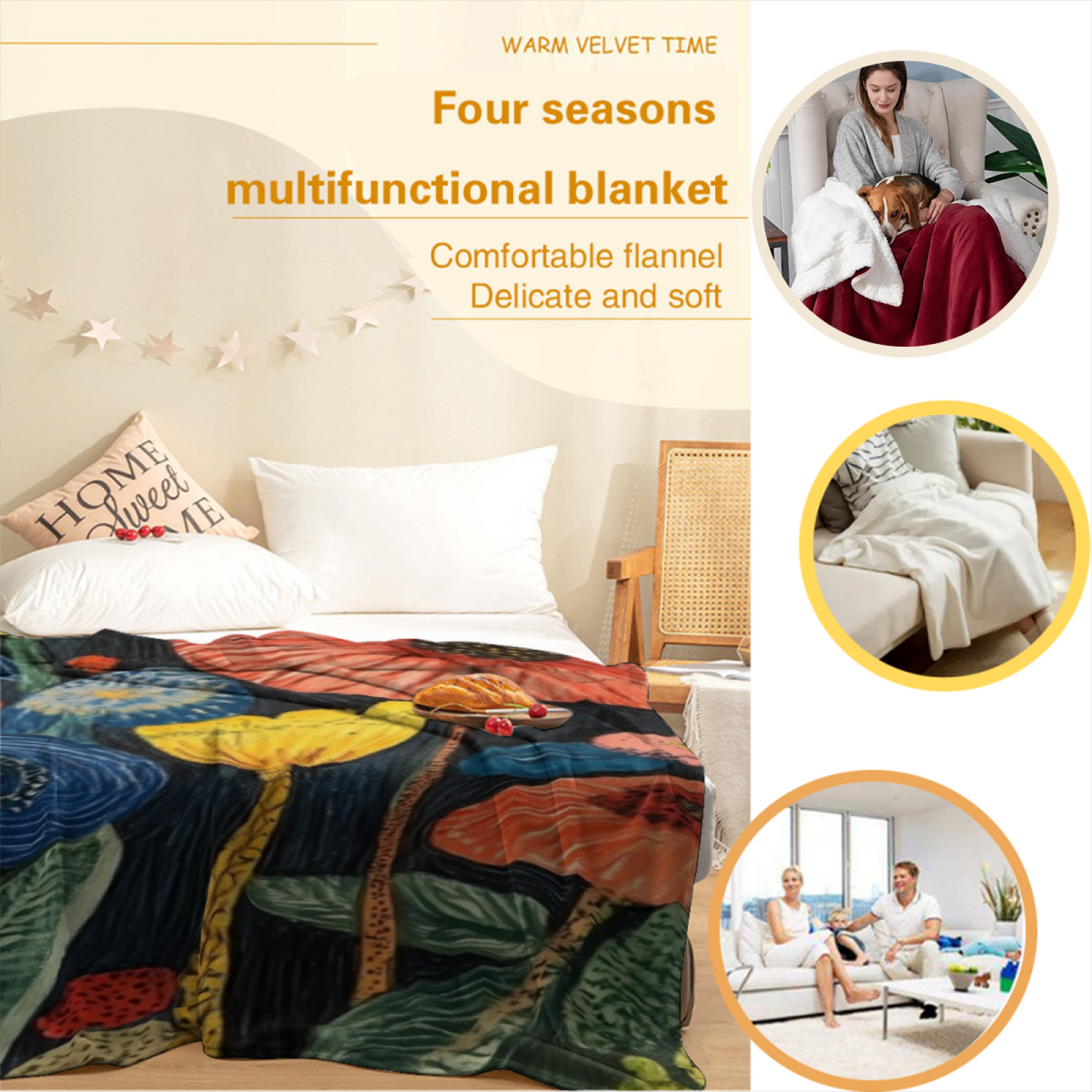 Retro Soft Neutral Silver Muse Soft Flannel Blanket