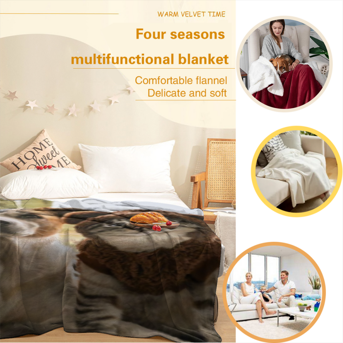 Pastel Multicolor Whimsical Decor All-Season Flannel Blanket ¨C Mossy Grove Edition