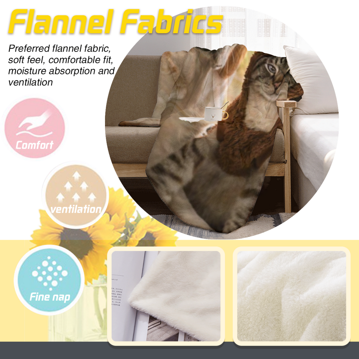 Pastel Multicolor Whimsical Decor All-Season Flannel Blanket ¨C Mossy Grove Edition