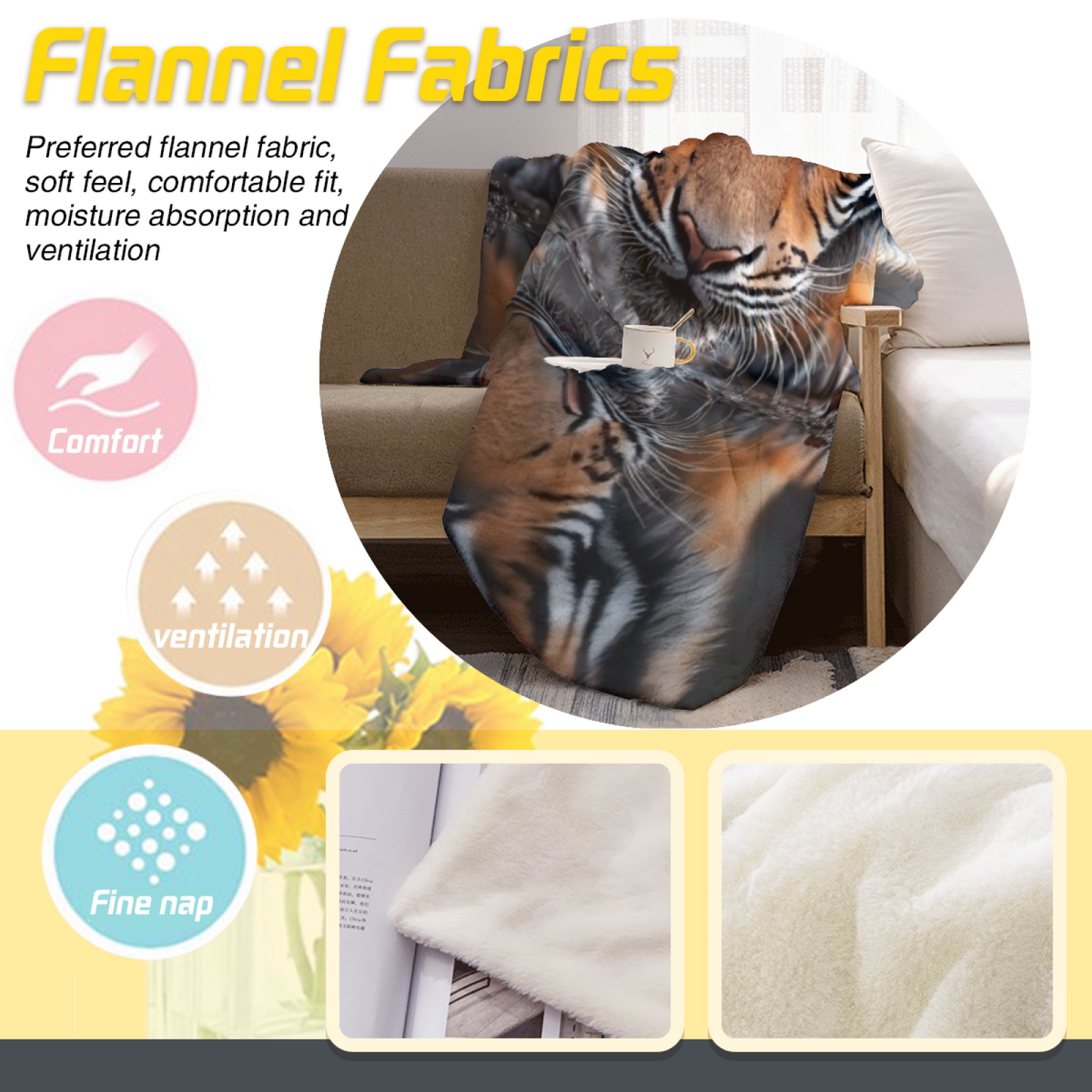 Tiger Reflection Flannel Throw Blanket ¨C Dramatic Big Cat Water Scene