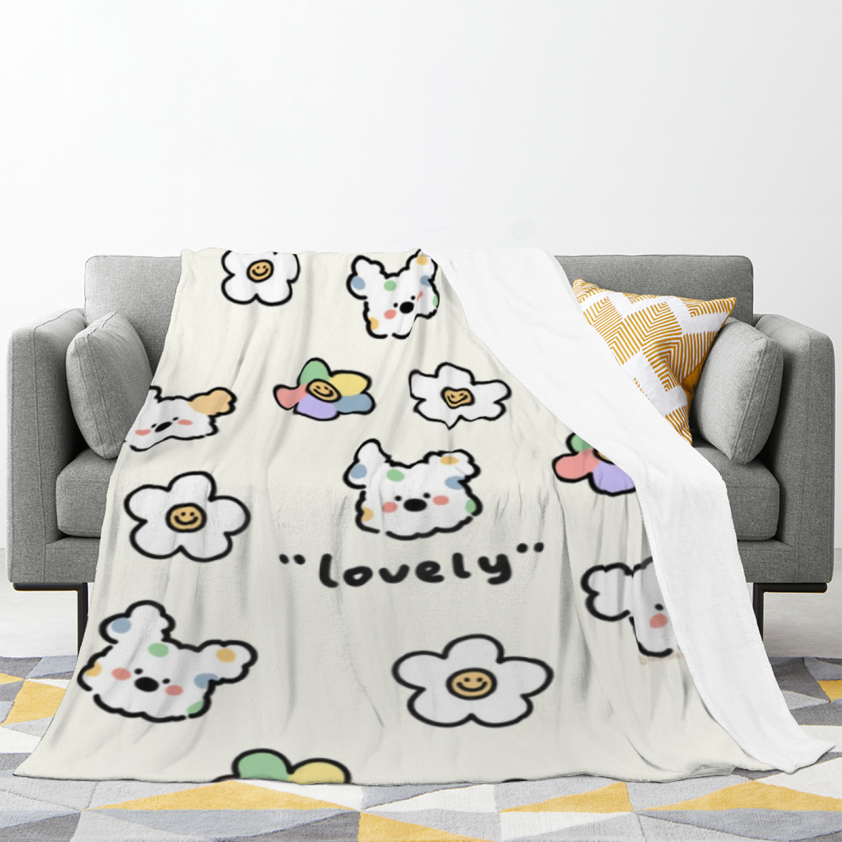Eclectic Design Cinnamon Cove Creamy Ivory Flannel Sofa Throw