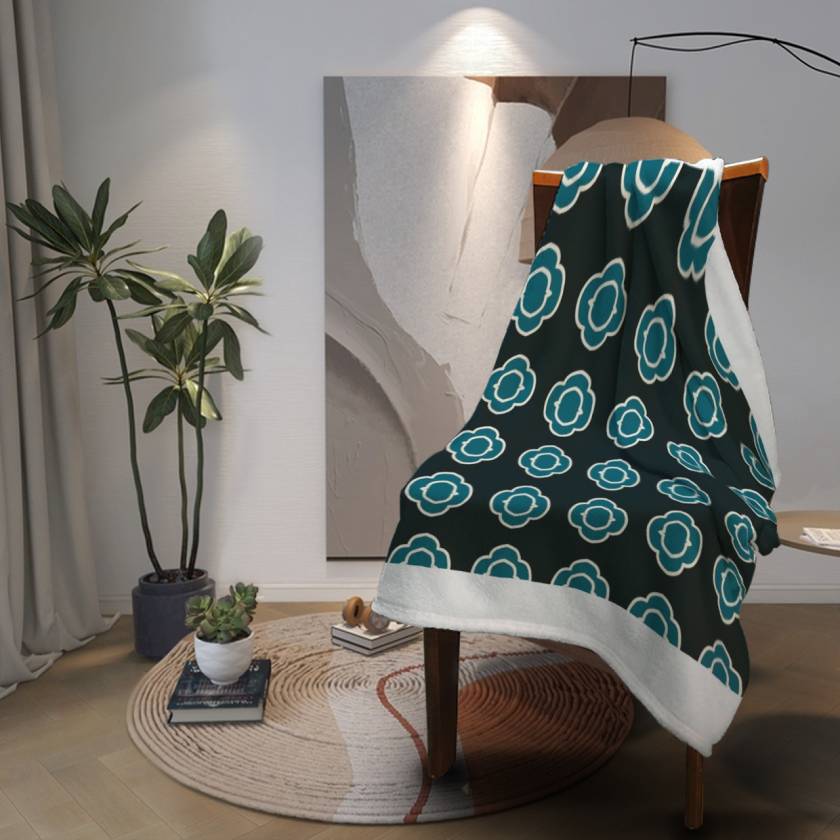 Soft Minimalist All-Season Flannel Blanket ¨C Evergreen Fern Collection