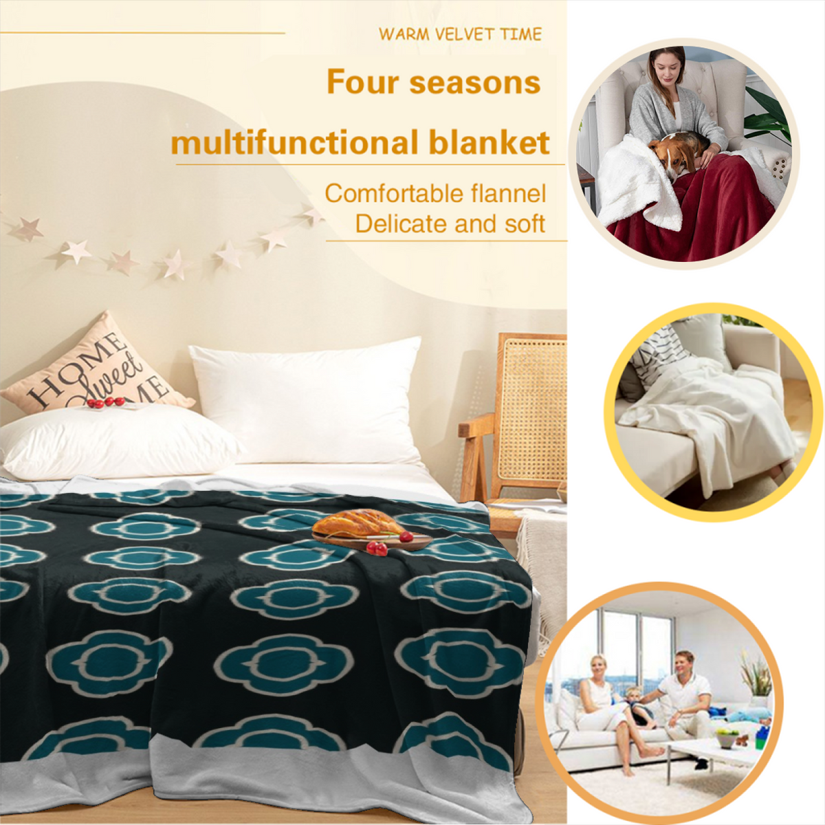 Soft Minimalist All-Season Flannel Blanket ¨C Evergreen Fern Collection