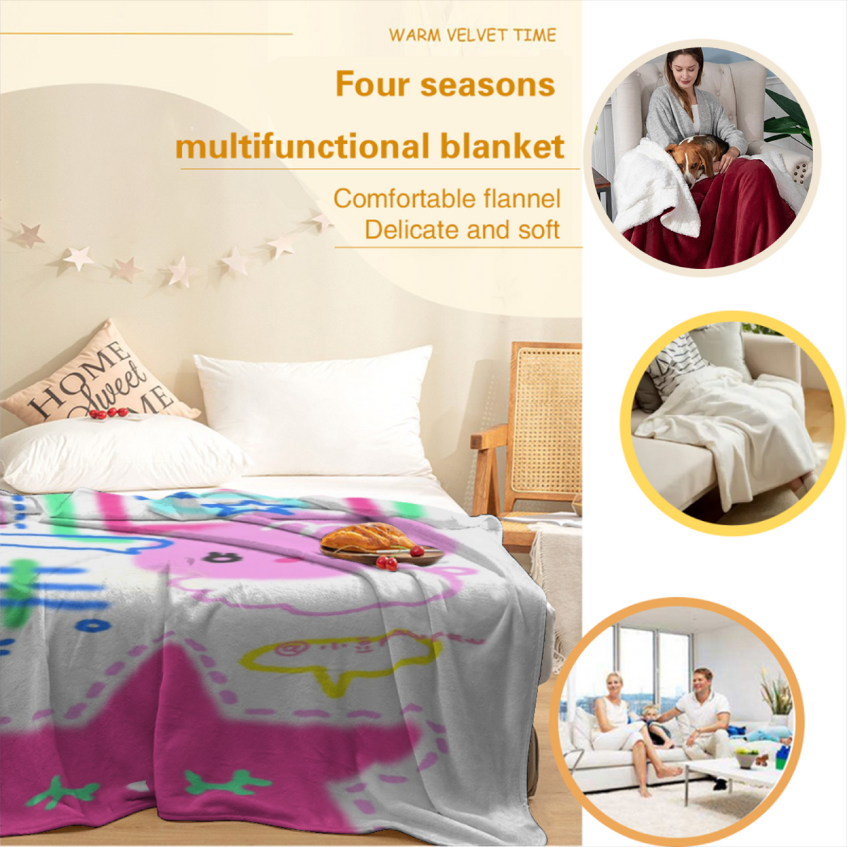 Dawn Drift Ivory Cozy Lightweight Flannel Throw