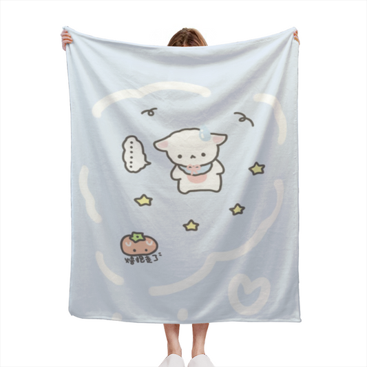 Oceanic Tapestry Inspired Cozy Flannel Bed Blanket ¨C Creamy Ivory Palette