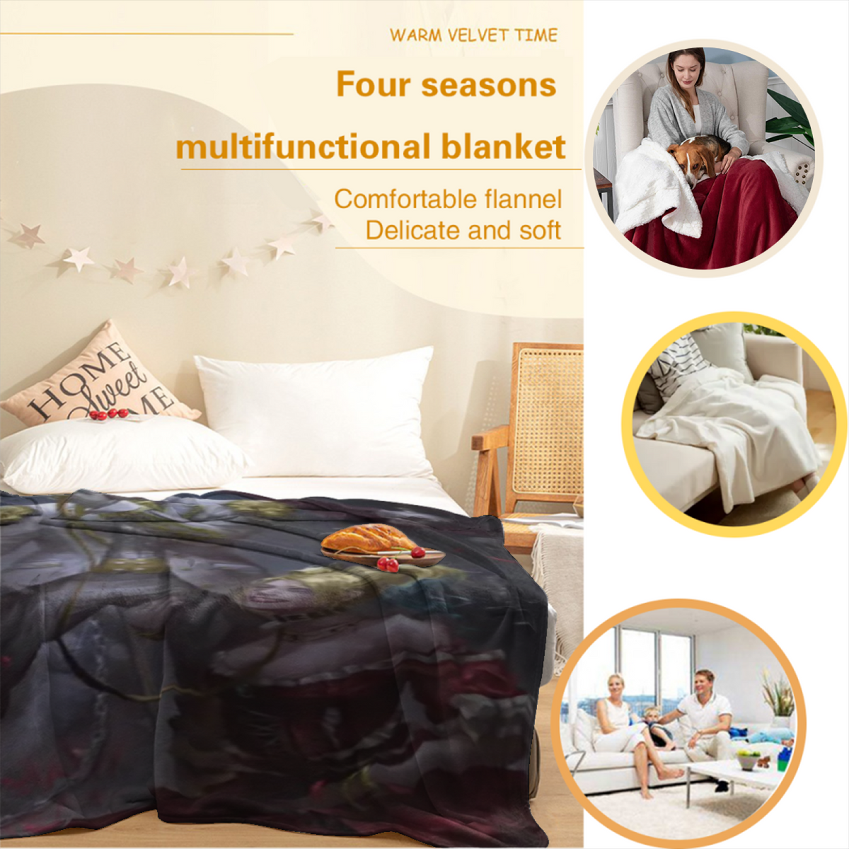 Enchanted Petal Pastel Multicolor Modern Art Decorative Flannel Blanket