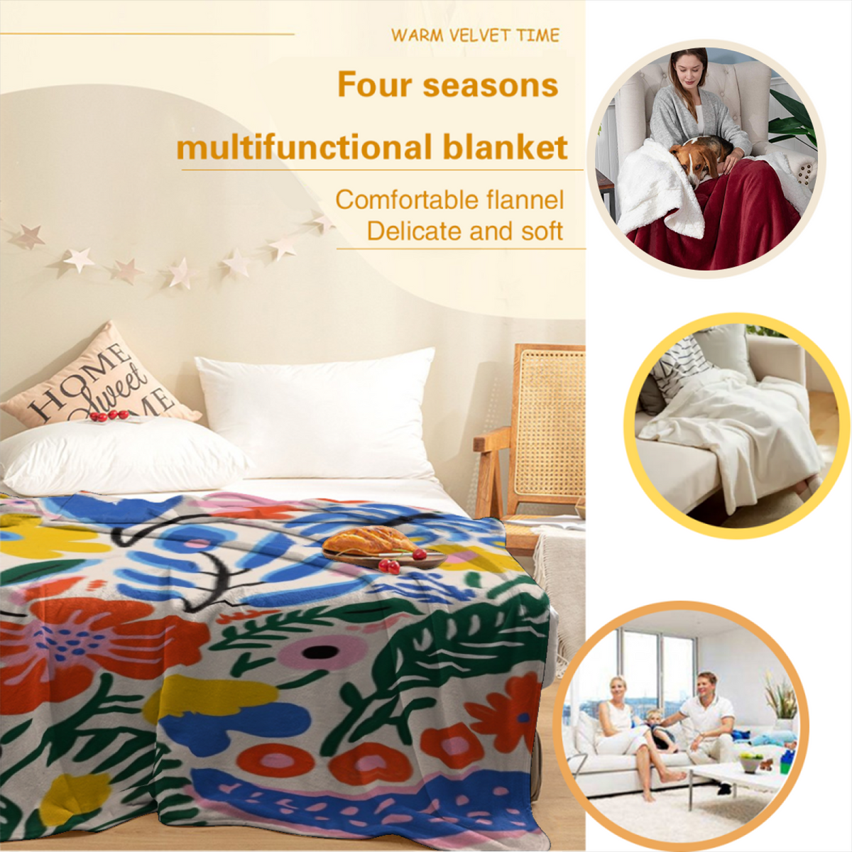 Misty Grove Lightweight Flannel Throw in Soft Neutral