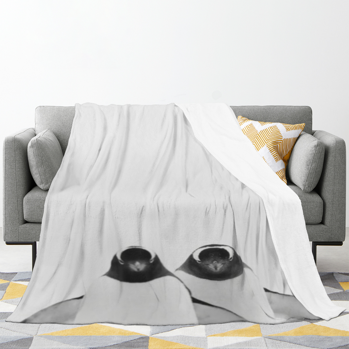 Golden Tapestry Ivory Statement Plush Flannel Throw