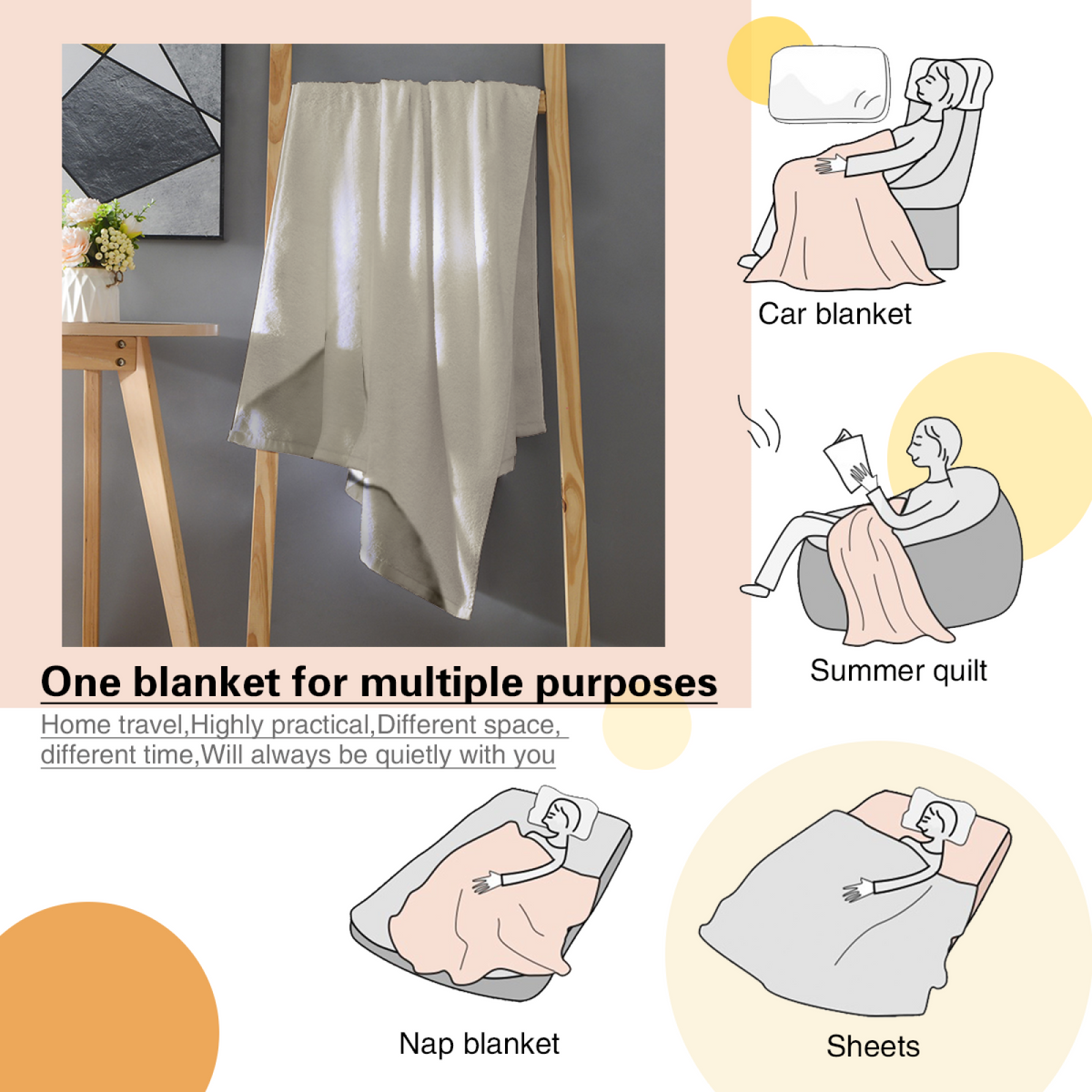 Golden Tapestry Ivory Statement Plush Flannel Throw