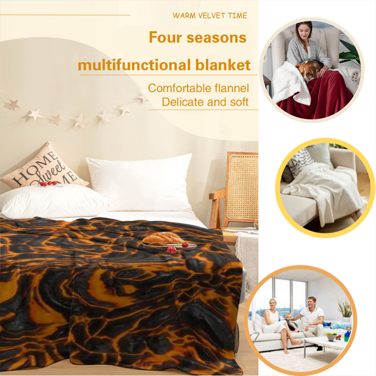 Breezy Fable Pastel Multicolor Modern Art Flannel Throw Blanket