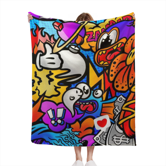 Opaline Harbor Expressive Print Flannel Sofa Throw in Rich Multicolor