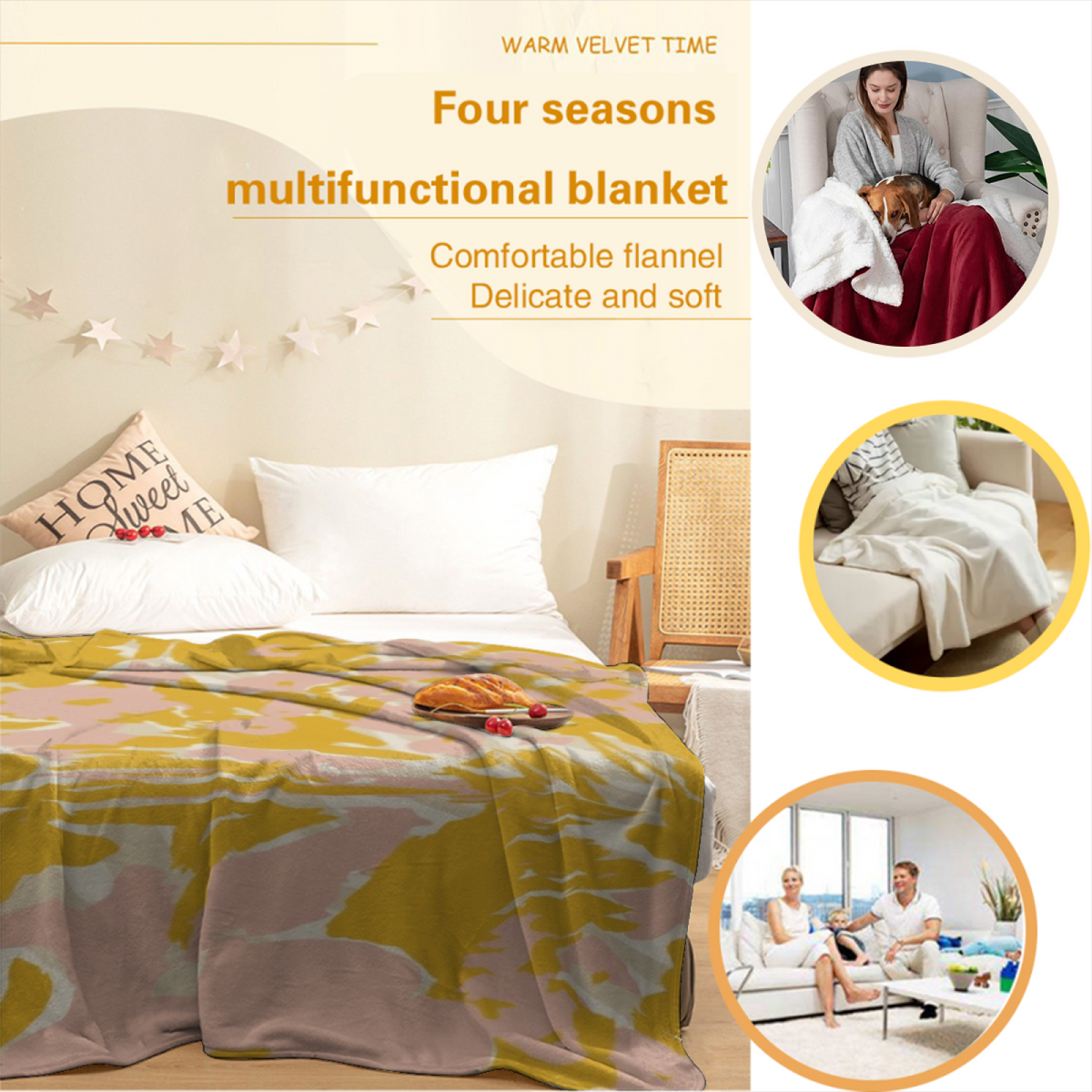 Celestial Jubilee Soft Flannel Blanket in Pastel Multicolor