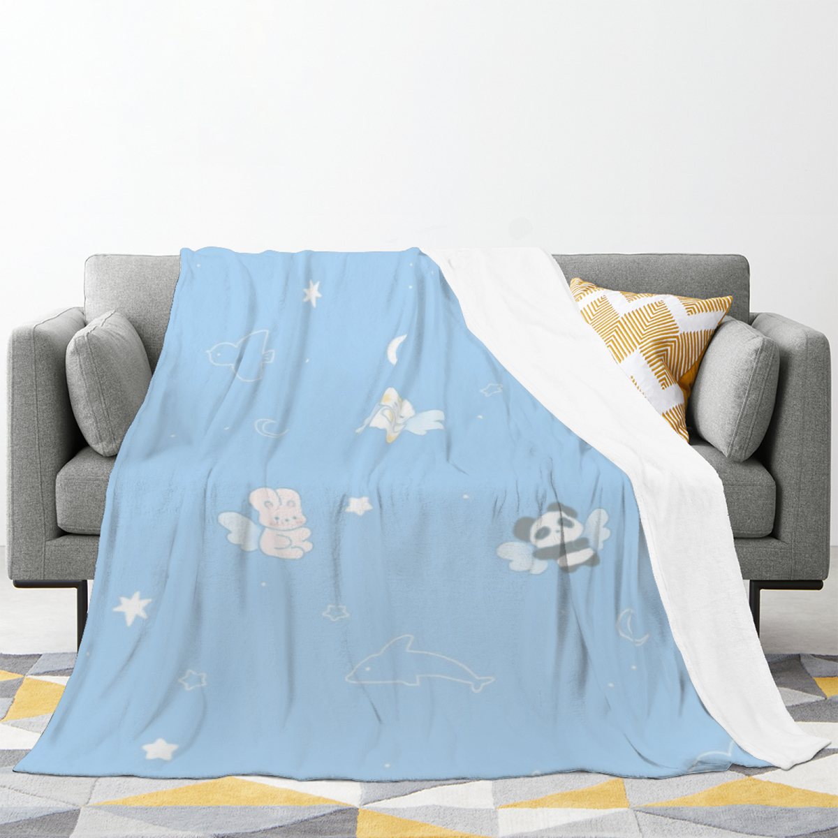 Eclectic Design Opaline Fern Pastel Multicolor Cozy Flannel Bed Blanket